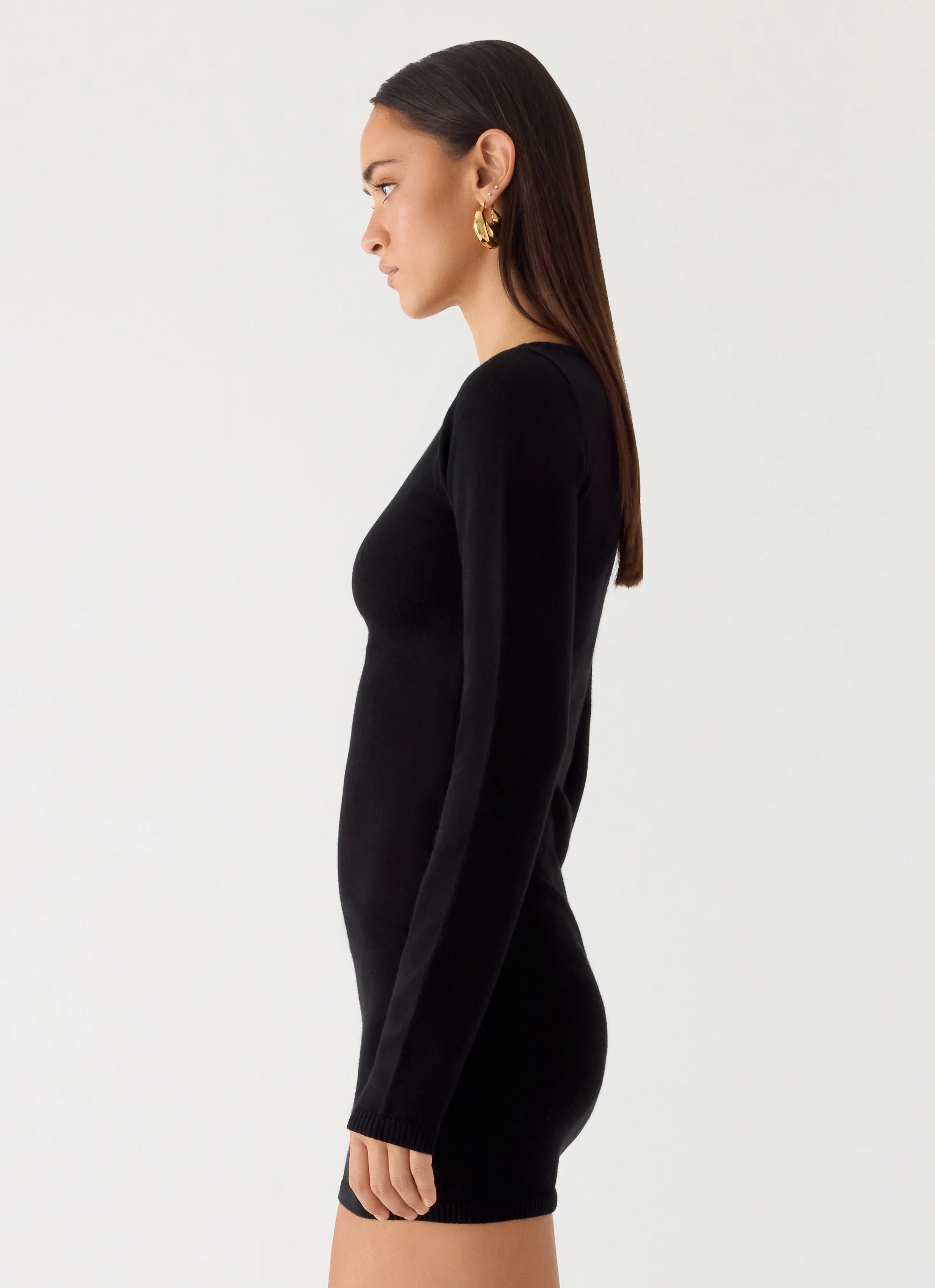 Soft Vision Knit Mini Dress - Black - Image 3