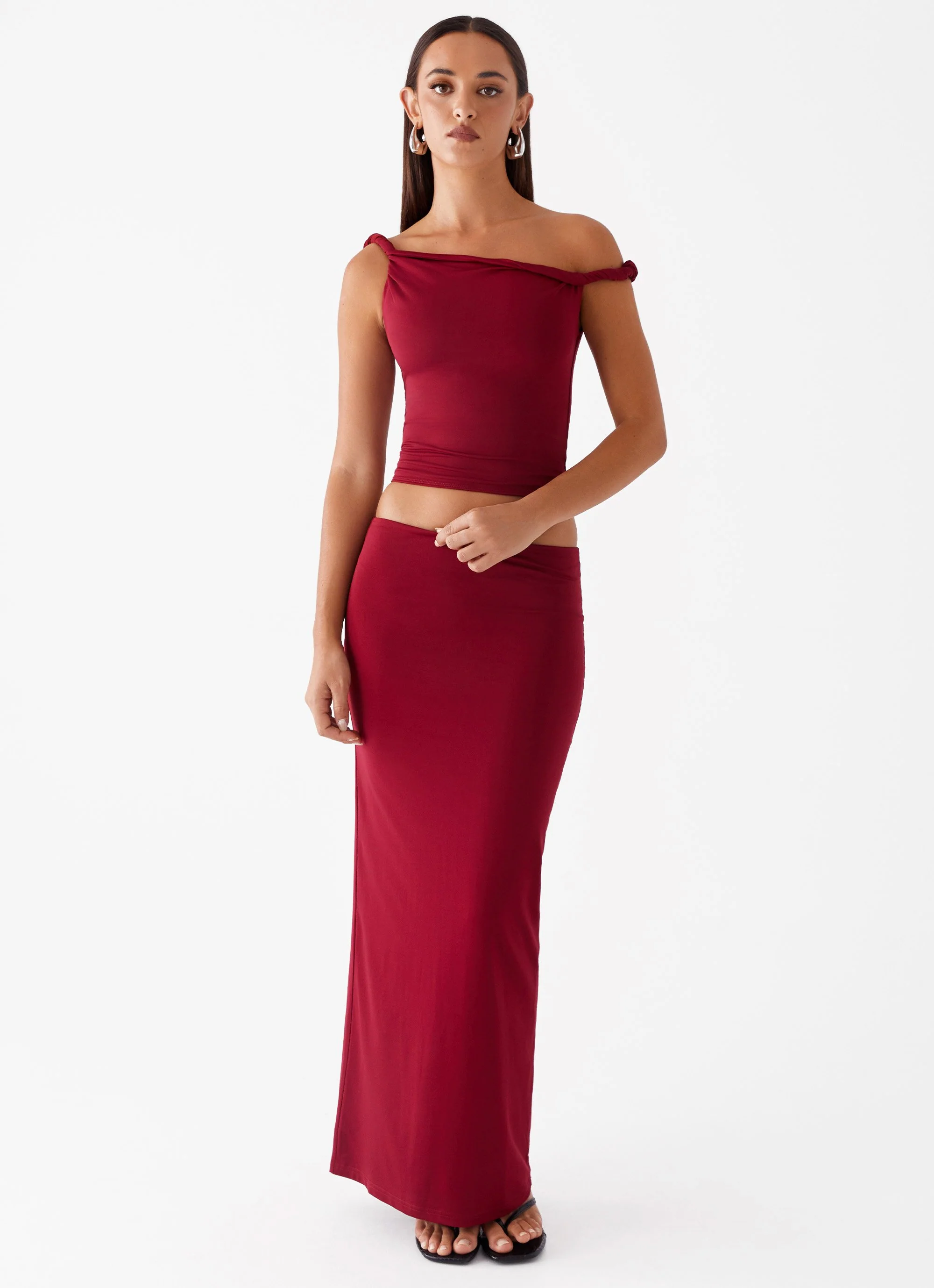 Solace Soul Maxi Skirt - Maroon - Image 6