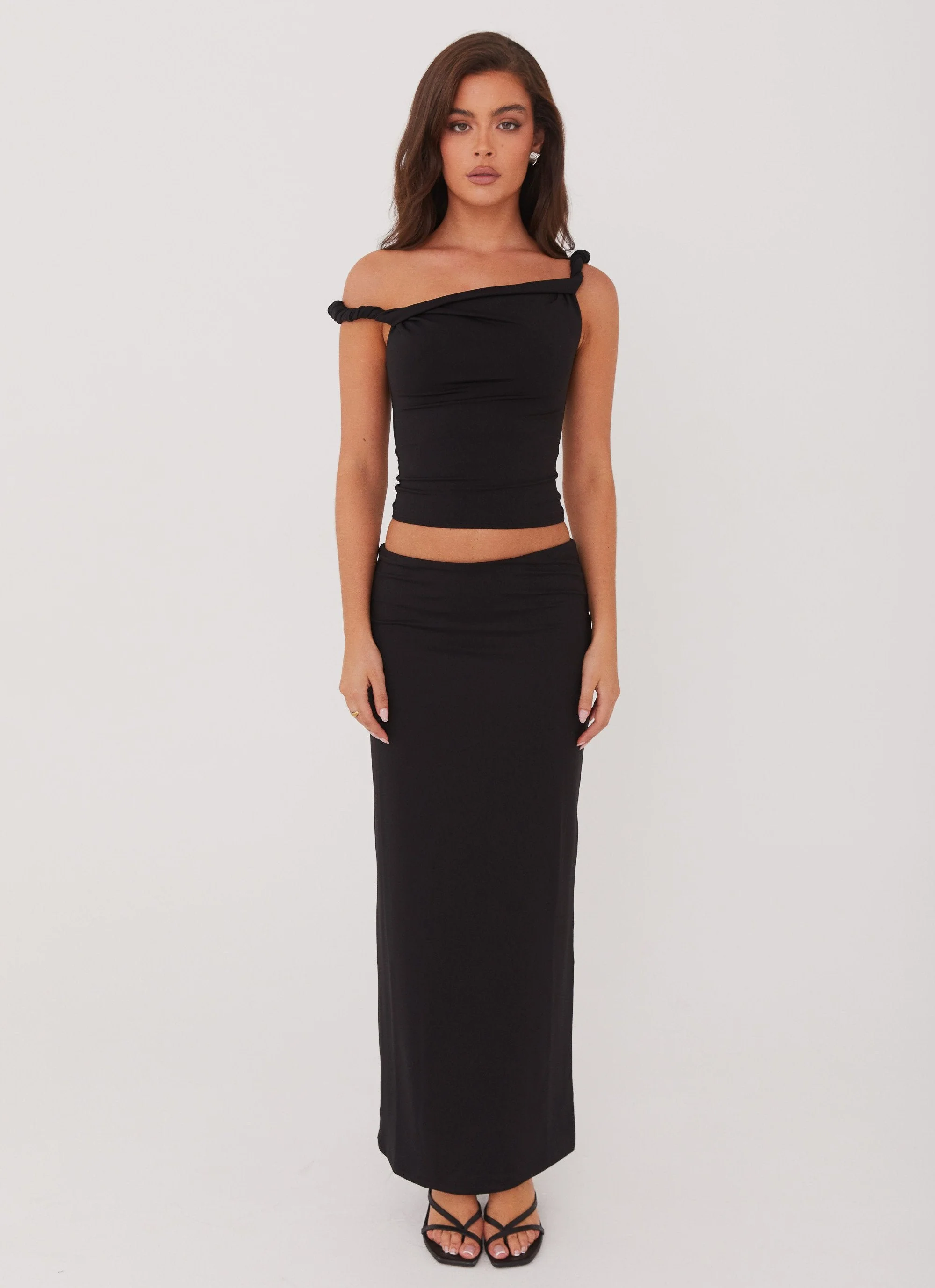 Solace Soul Twist Shoulder Top - Black - Image 2