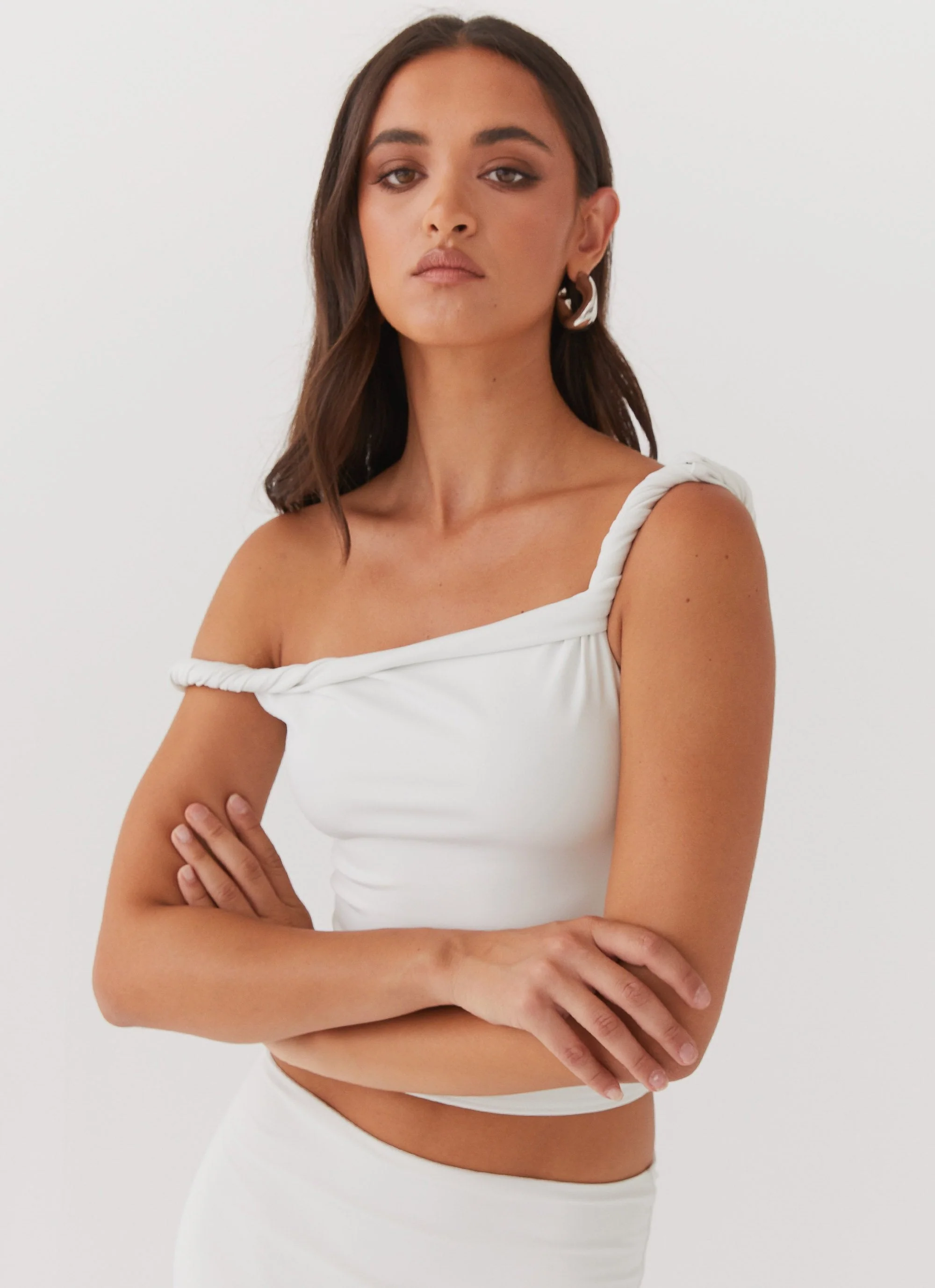 Solace Soul Twist Shoulder Top - Ivory - Image 5