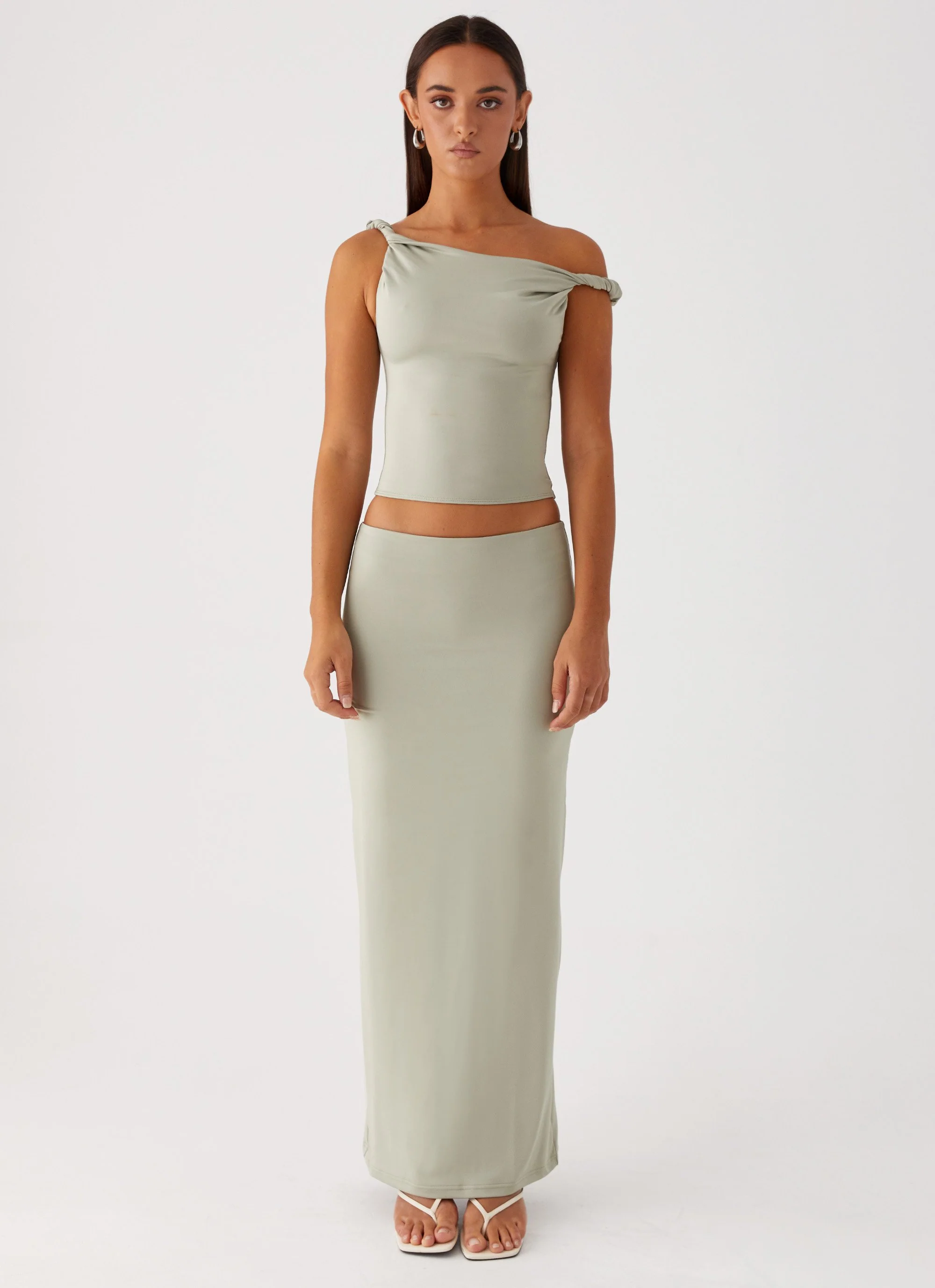Solace Soul Twist Shoulder Top - Sage - Image 2