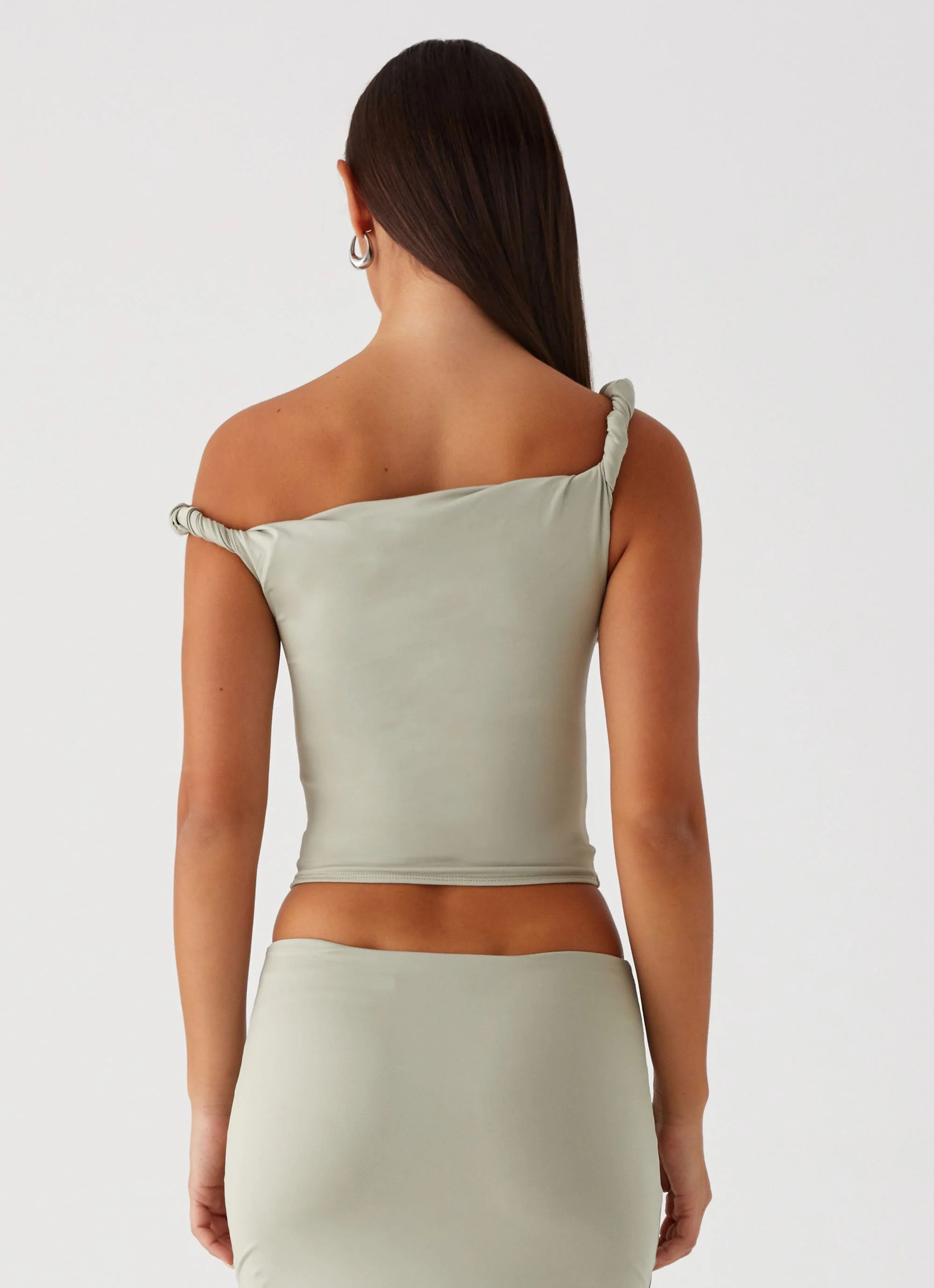 Solace Soul Twist Shoulder Top - Sage - Image 4