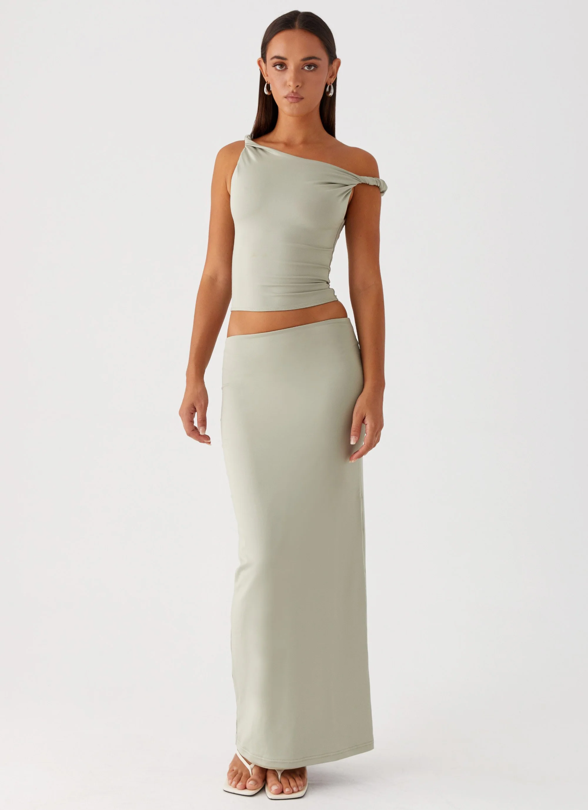 Solace Soul Twist Shoulder Top - Sage - Image 6