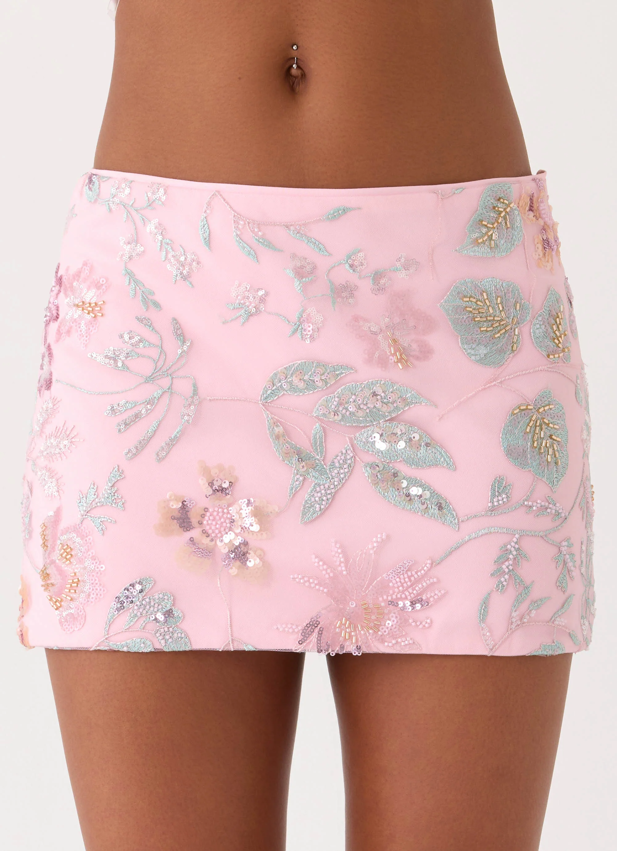 Solaire Low Rise Mini Skirt - Pink - Image 3