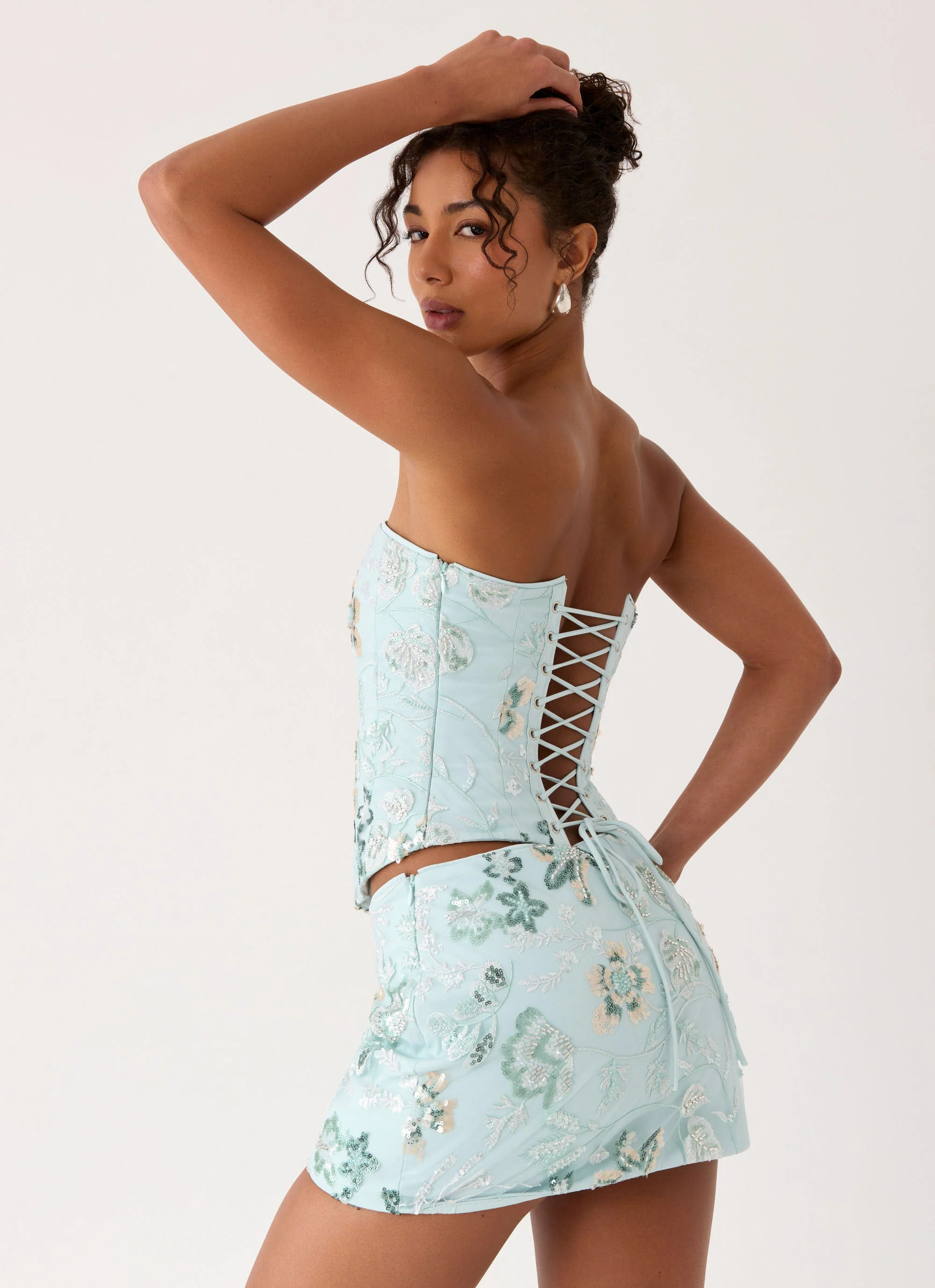 Solaire Strapless Corset Top - Pistachio - Image 9