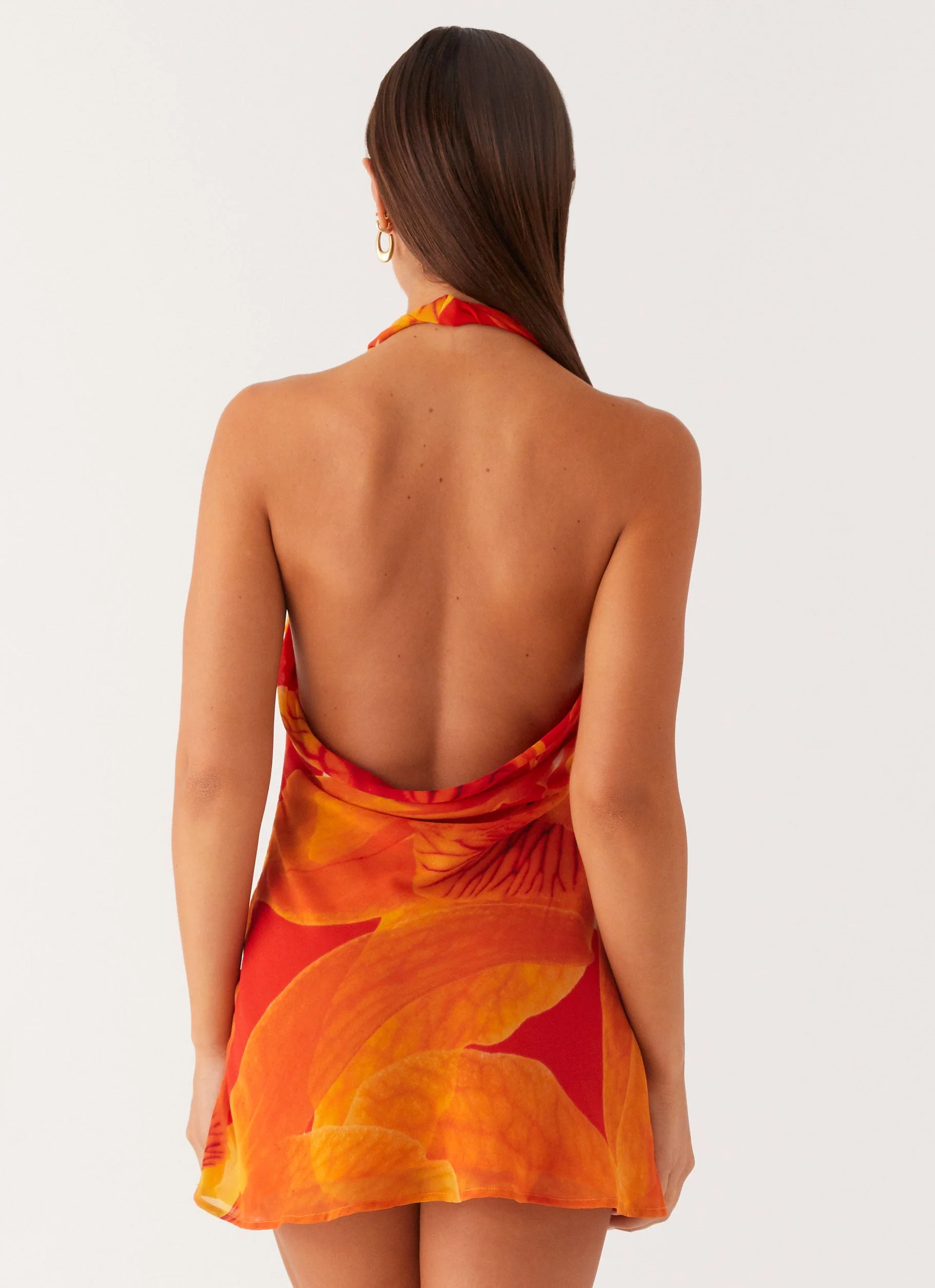 Solar Beam Cowl Mini Dress - Serene Orange - Image 3