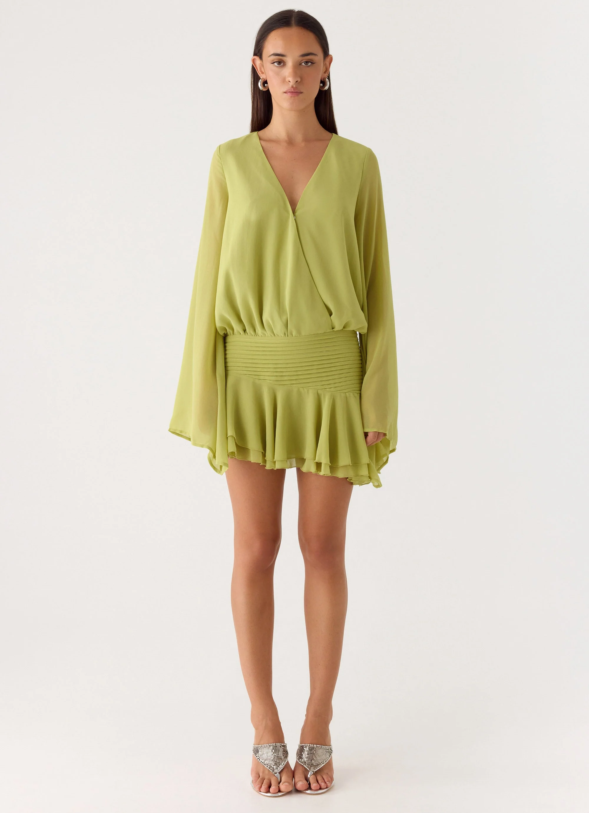 Solo In Soho Mini Dress - Lime - Image 3