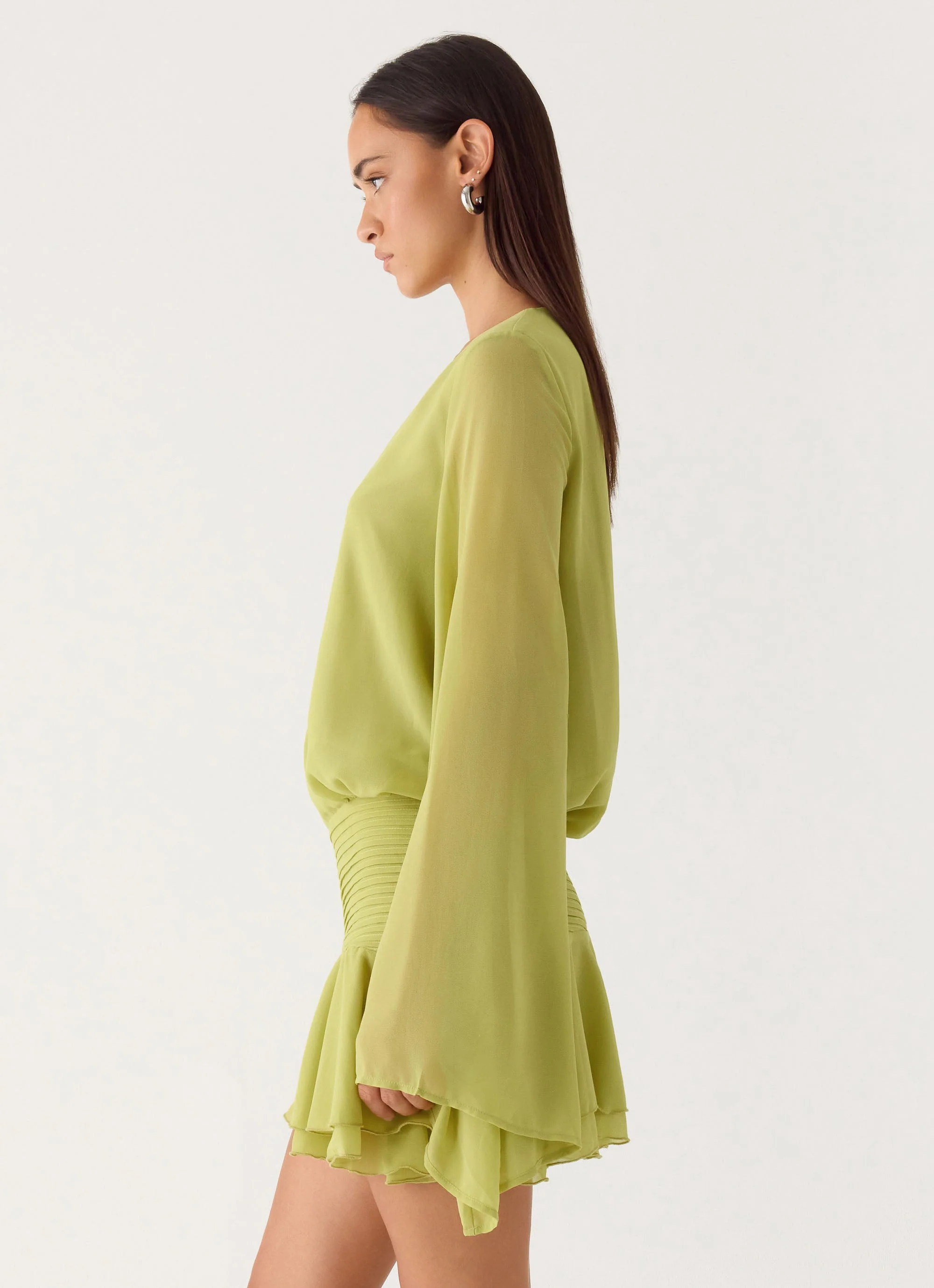 Solo In Soho Mini Dress - Lime - Image 5