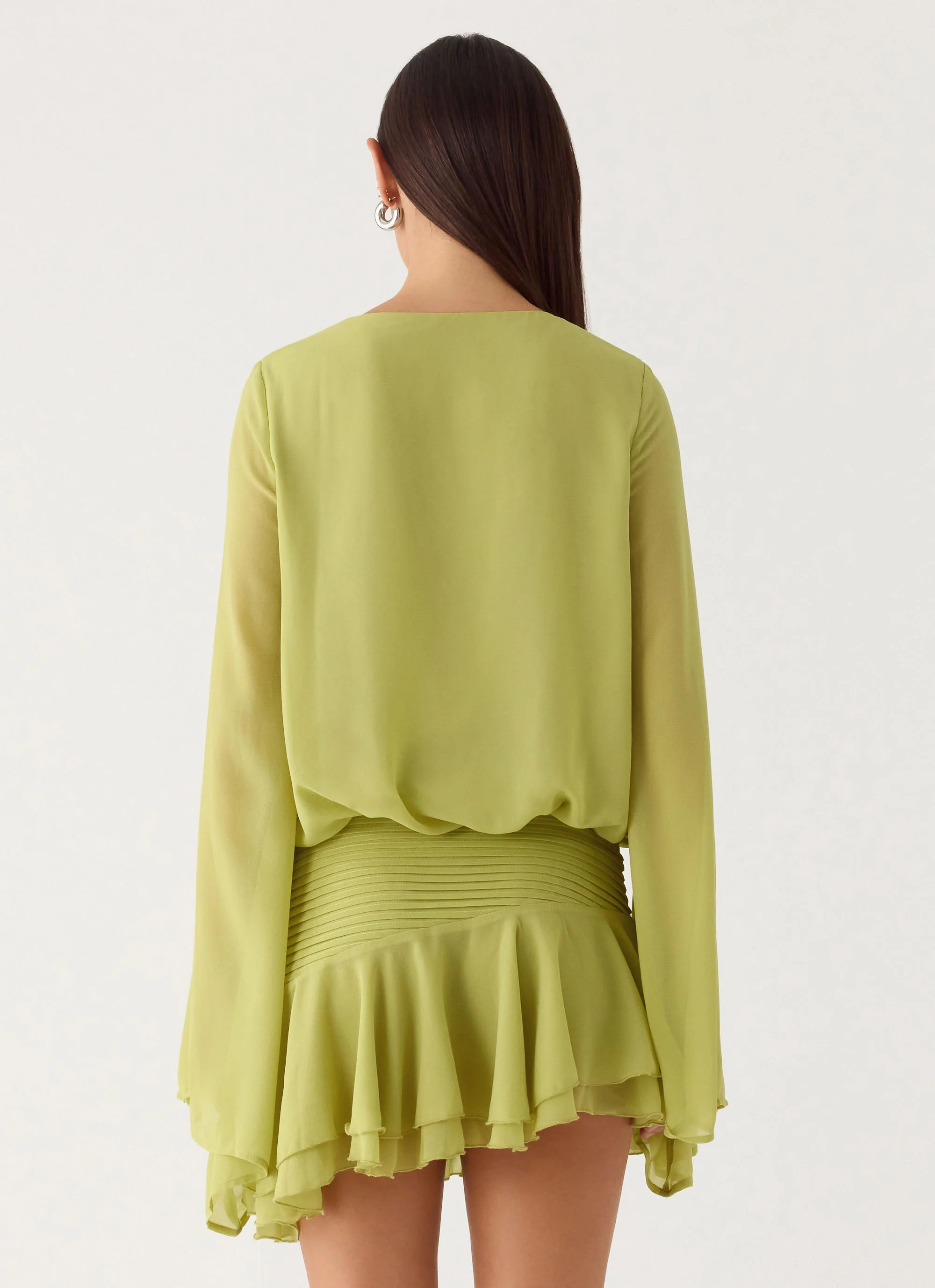 Solo In Soho Mini Dress - Lime - Image 7