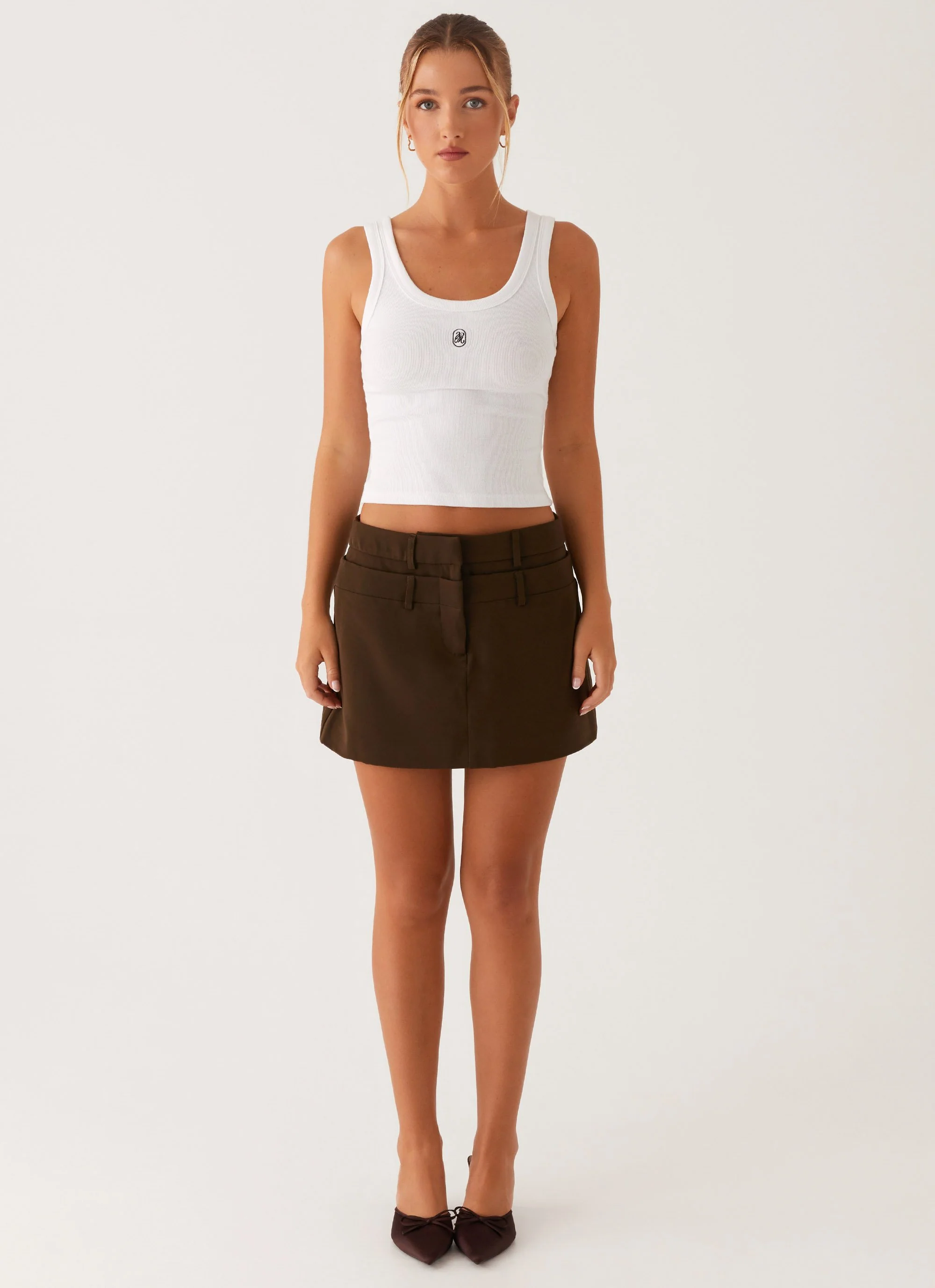 Solstice Mini Skirt - Khaki - Image 2