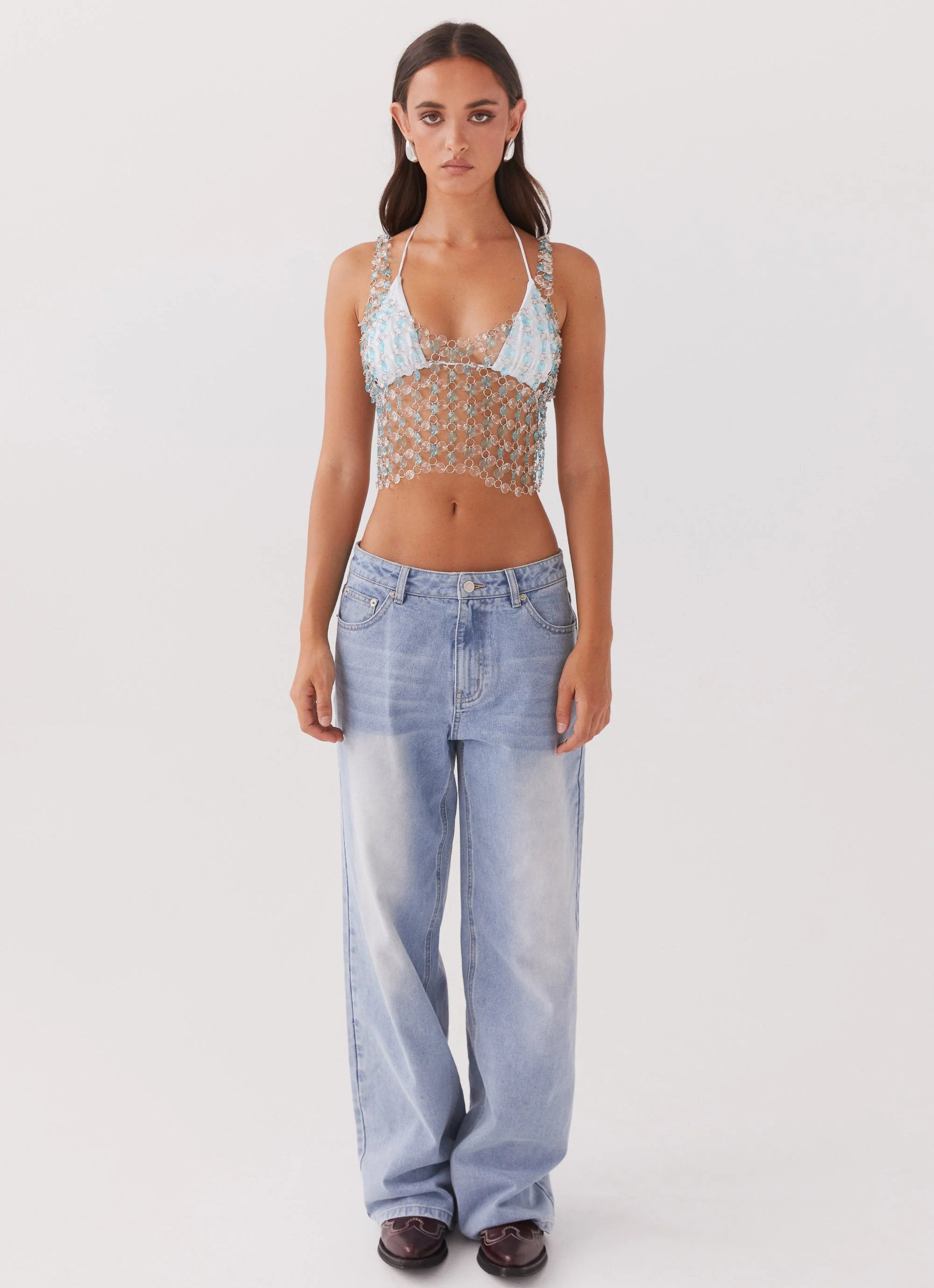 Sonatina Beaded Vest Top - Crystal - Image 3