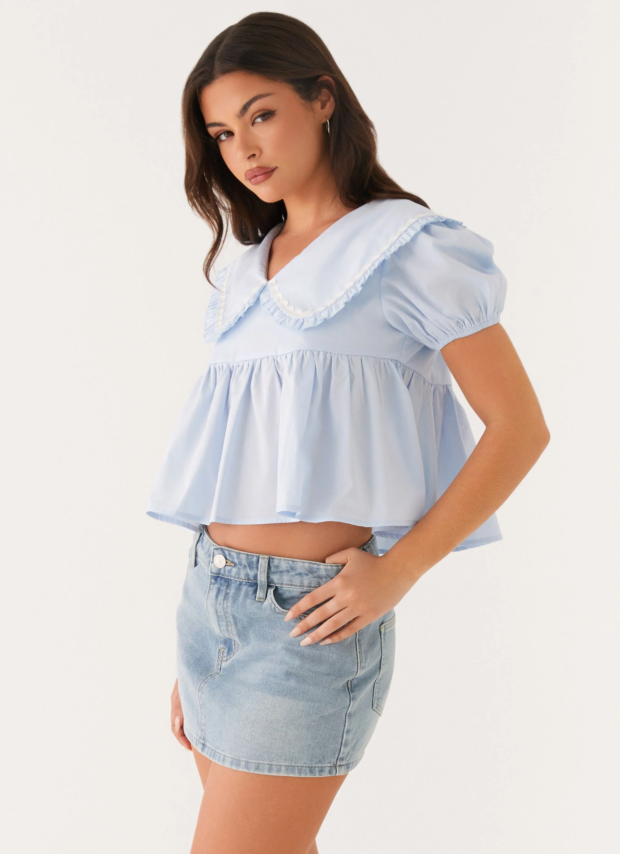 Sophie Babydoll Top - Blue - Image 3