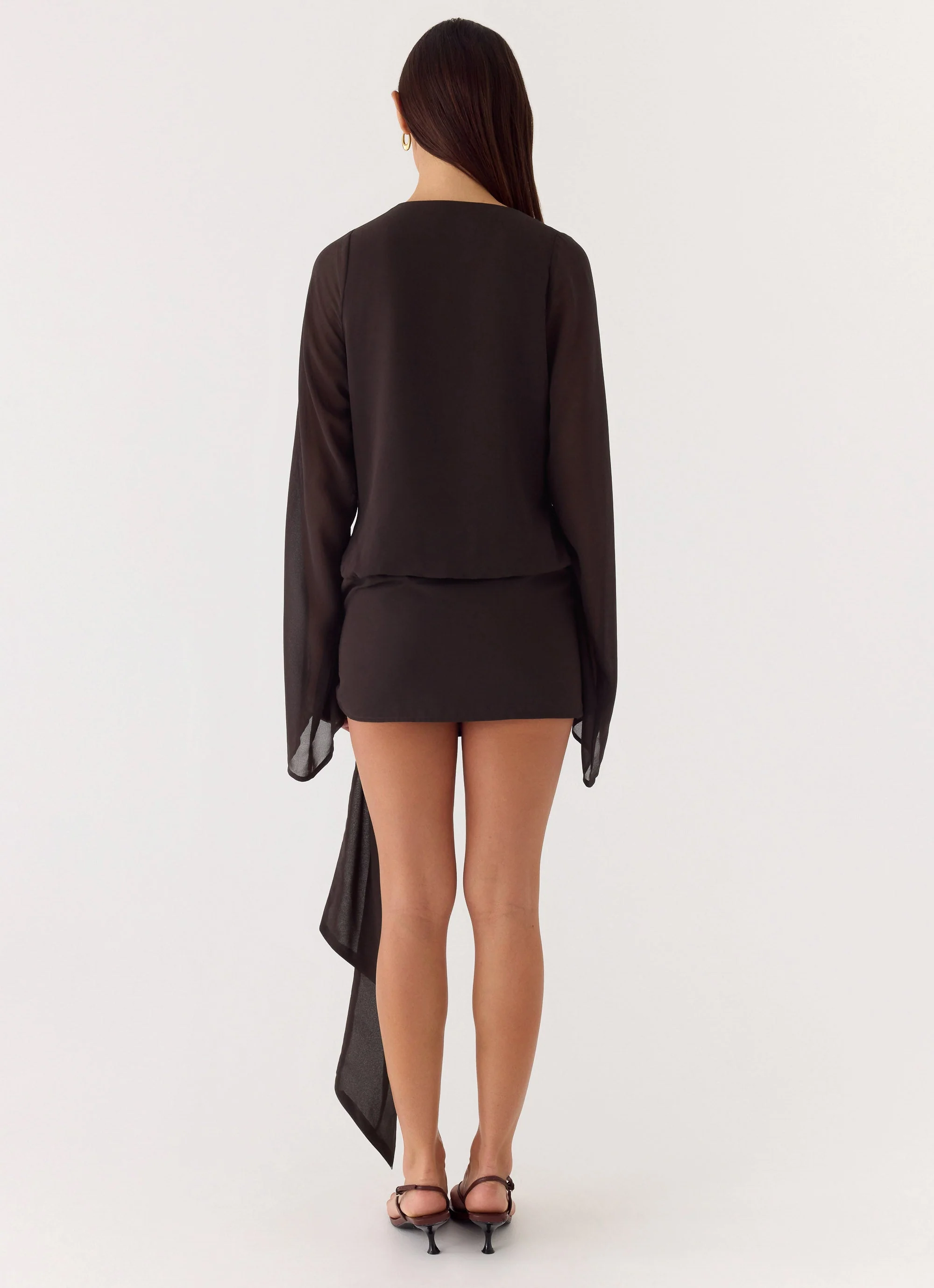 Sorrel Long Sleeve Mini Dress - Chocolate - Image 4