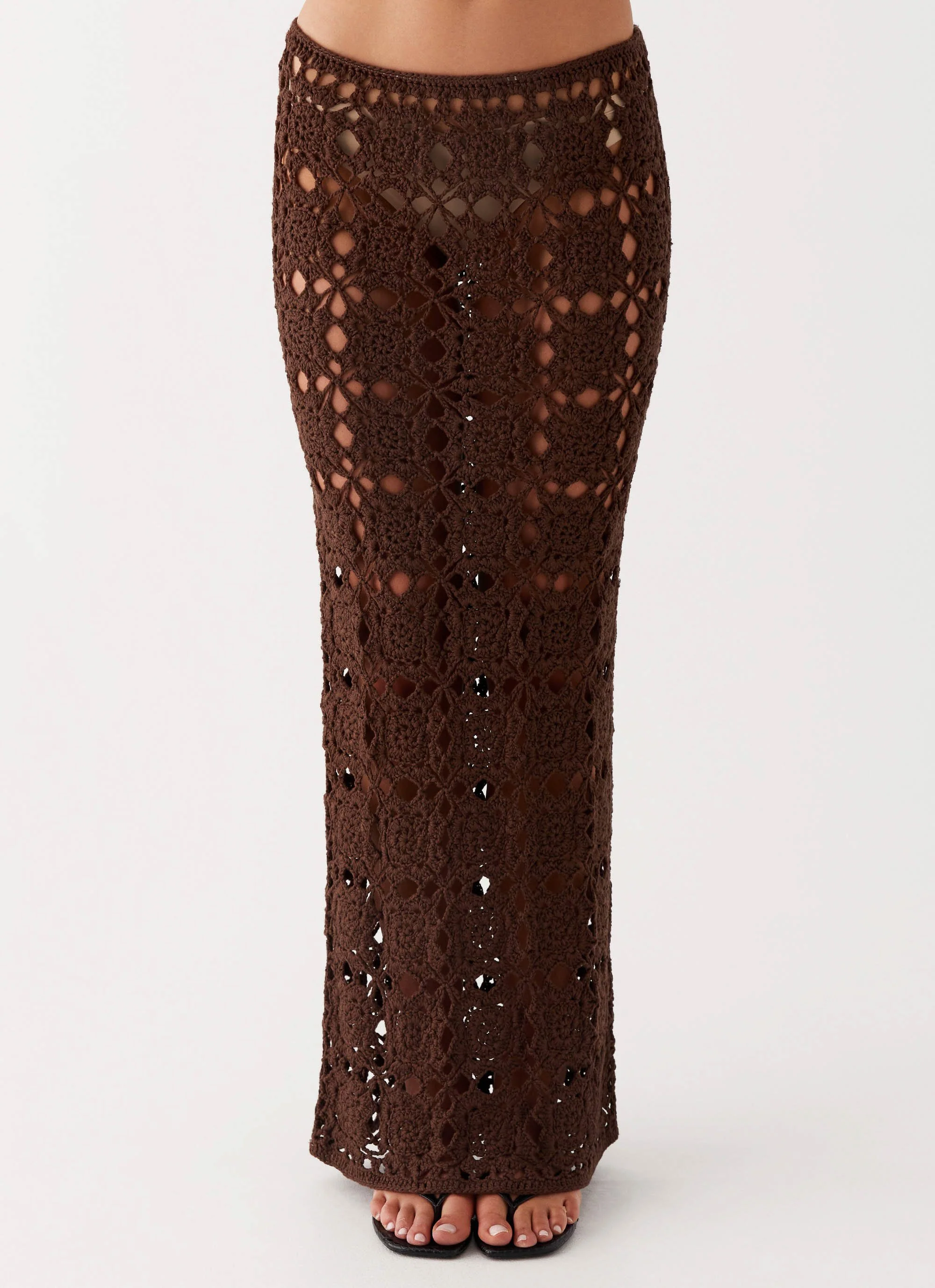 Sorrentino Crochet Maxi Skirt - Chocolate - Image 4