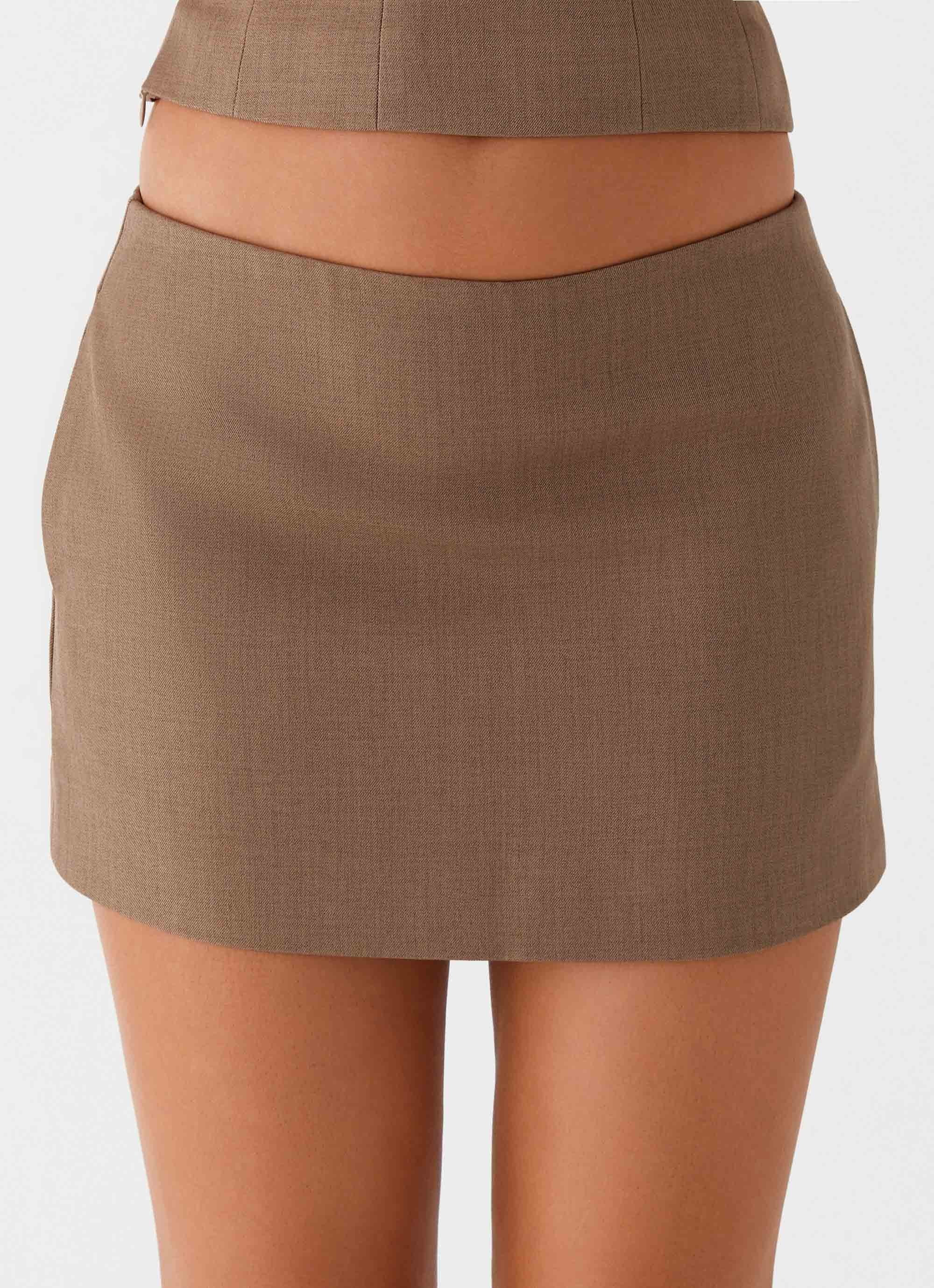 Southerly Low Rise Mini Skirt - Brown Beige - Image 6