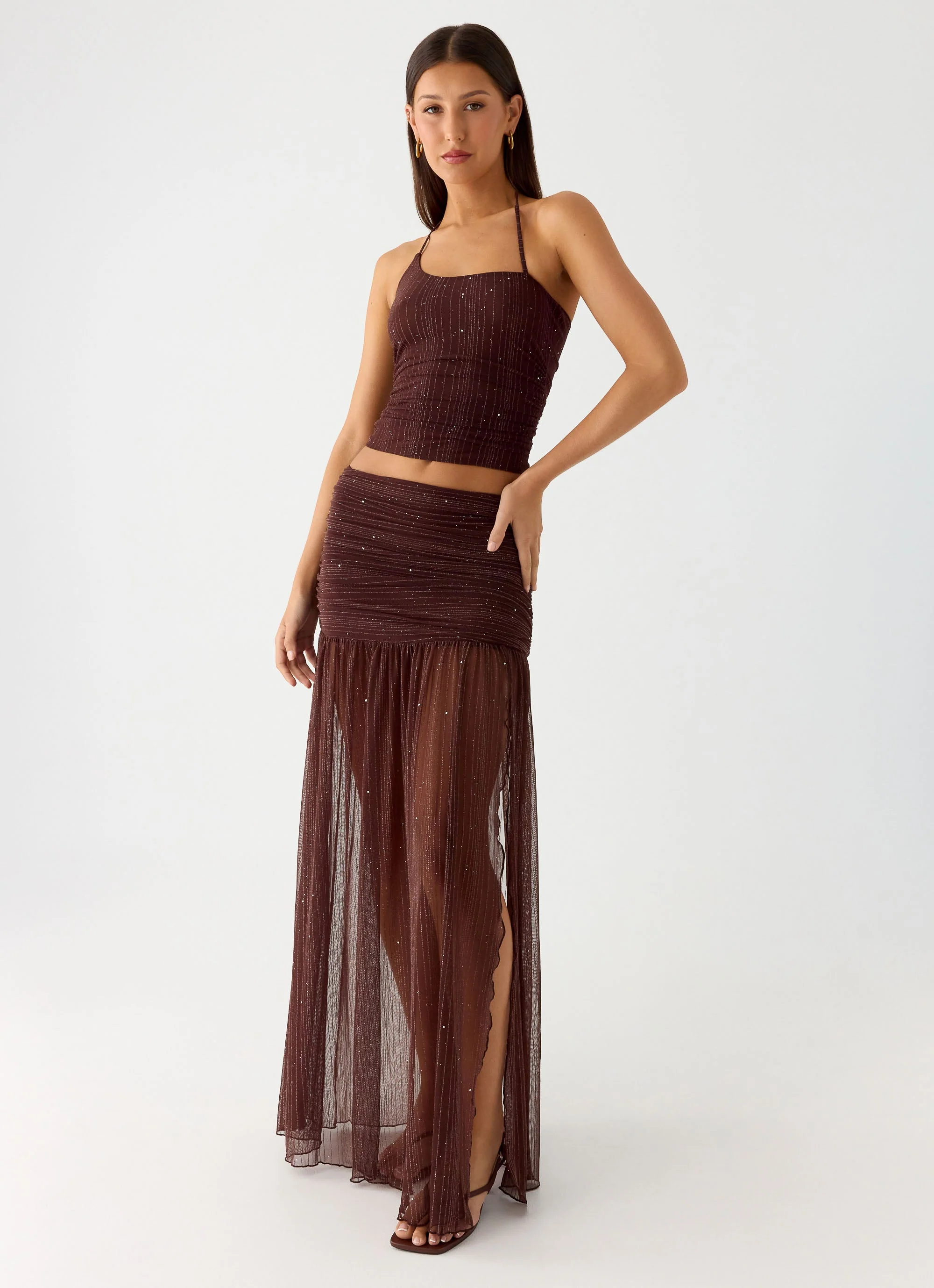 Sparkling Night Maxi Skirt - Chocolate - Image 5