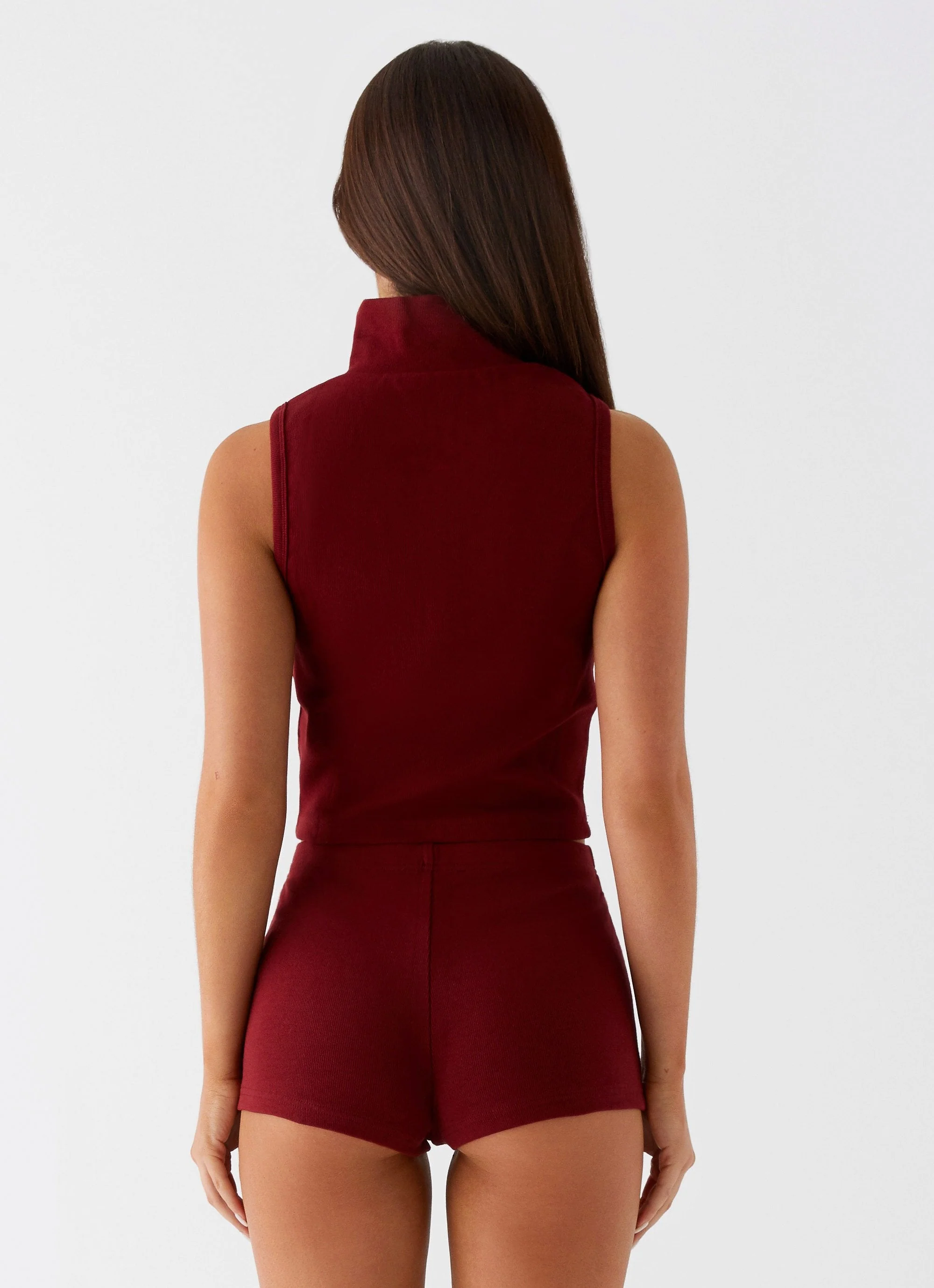 Spectate Collar Top - Maroon - Image 4