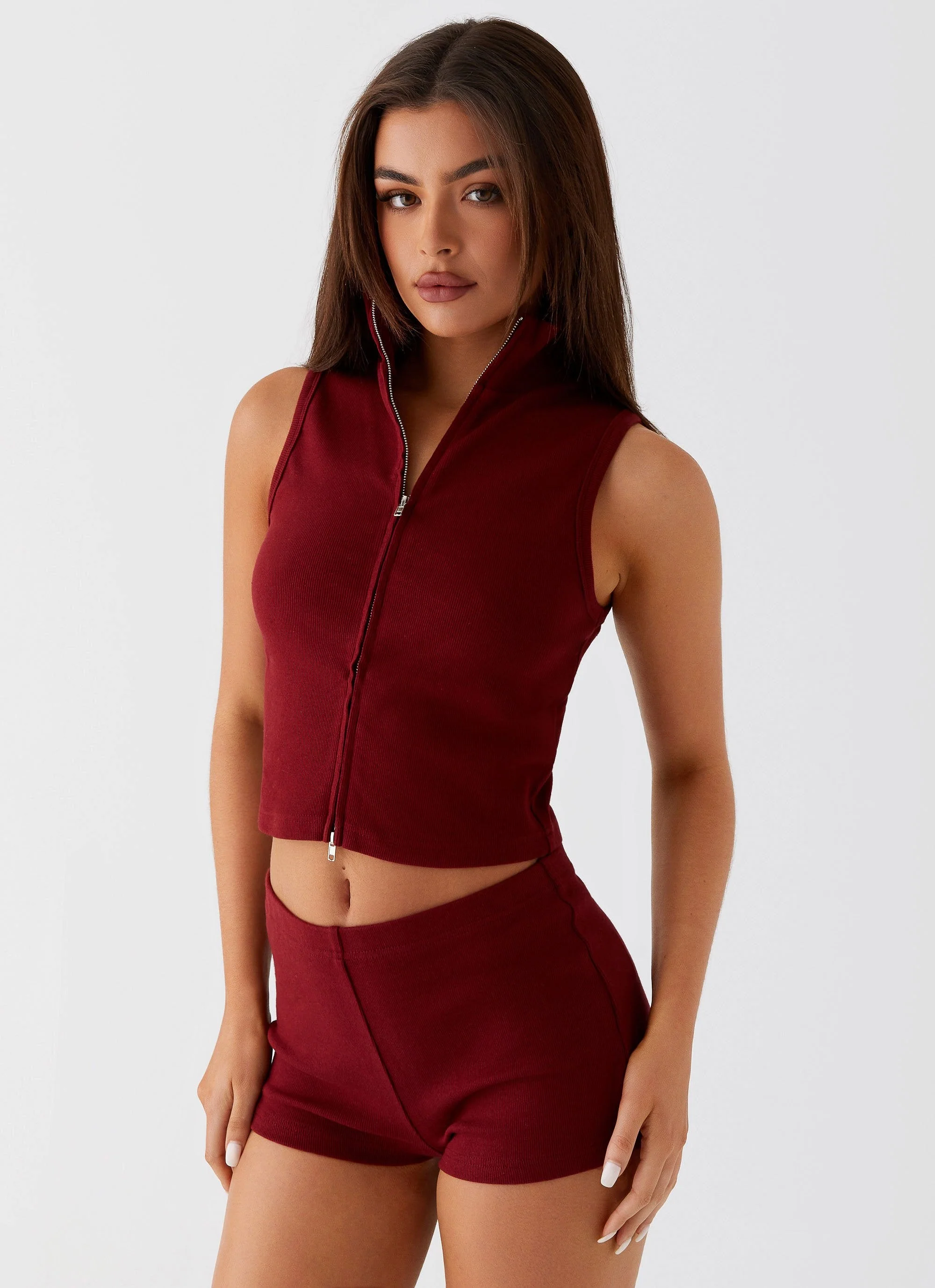 Spectate Collar Top - Maroon - Image 6