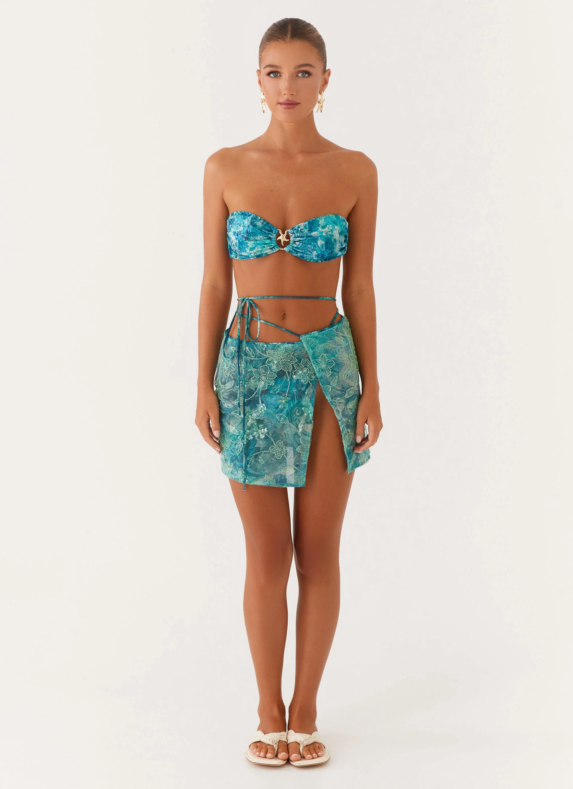 Stacie Mini Skirt - Teal - Image 3