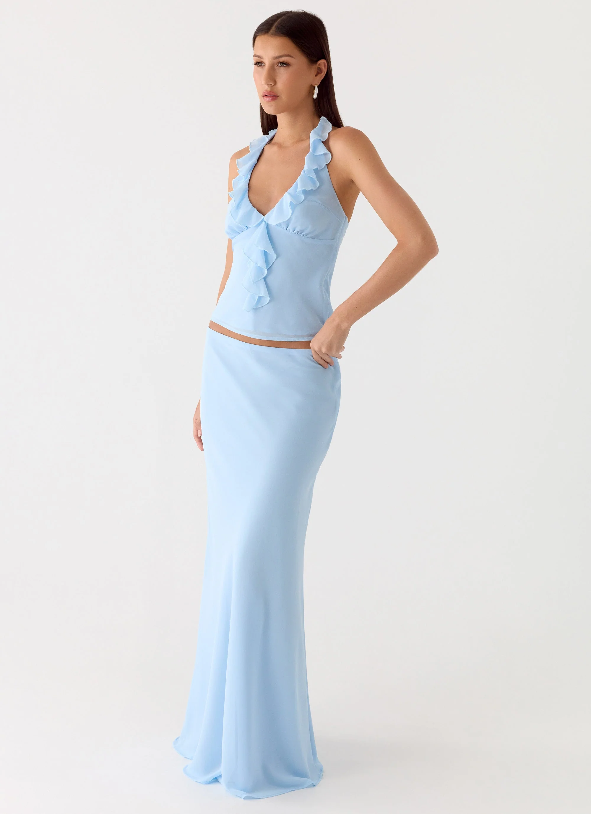 Star Girl Chiffon Maxi Skirt - Blue - Image 4