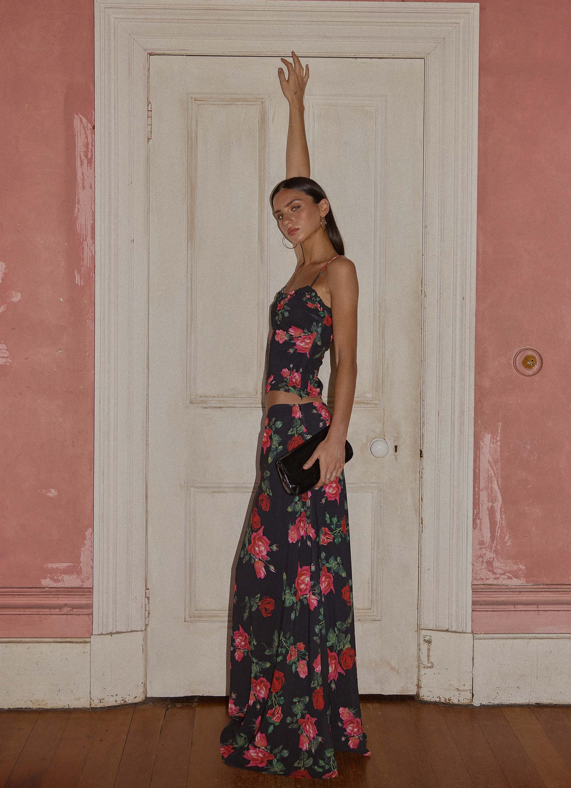 Star Girl Chiffon Maxi Skirt - Midnight Bloom - Image 3
