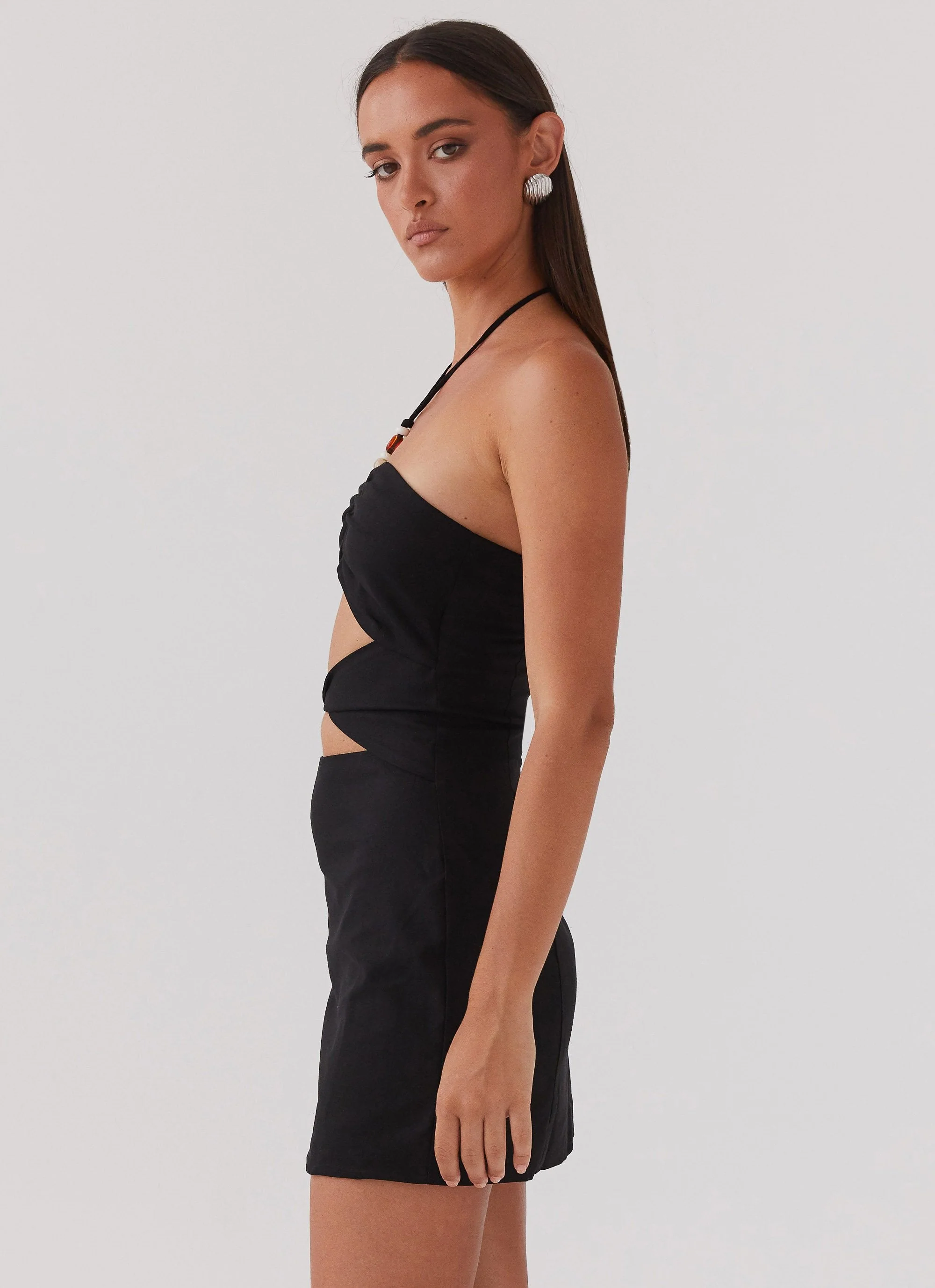 Starry Sands Linen Mini Dress - Black - Image 3