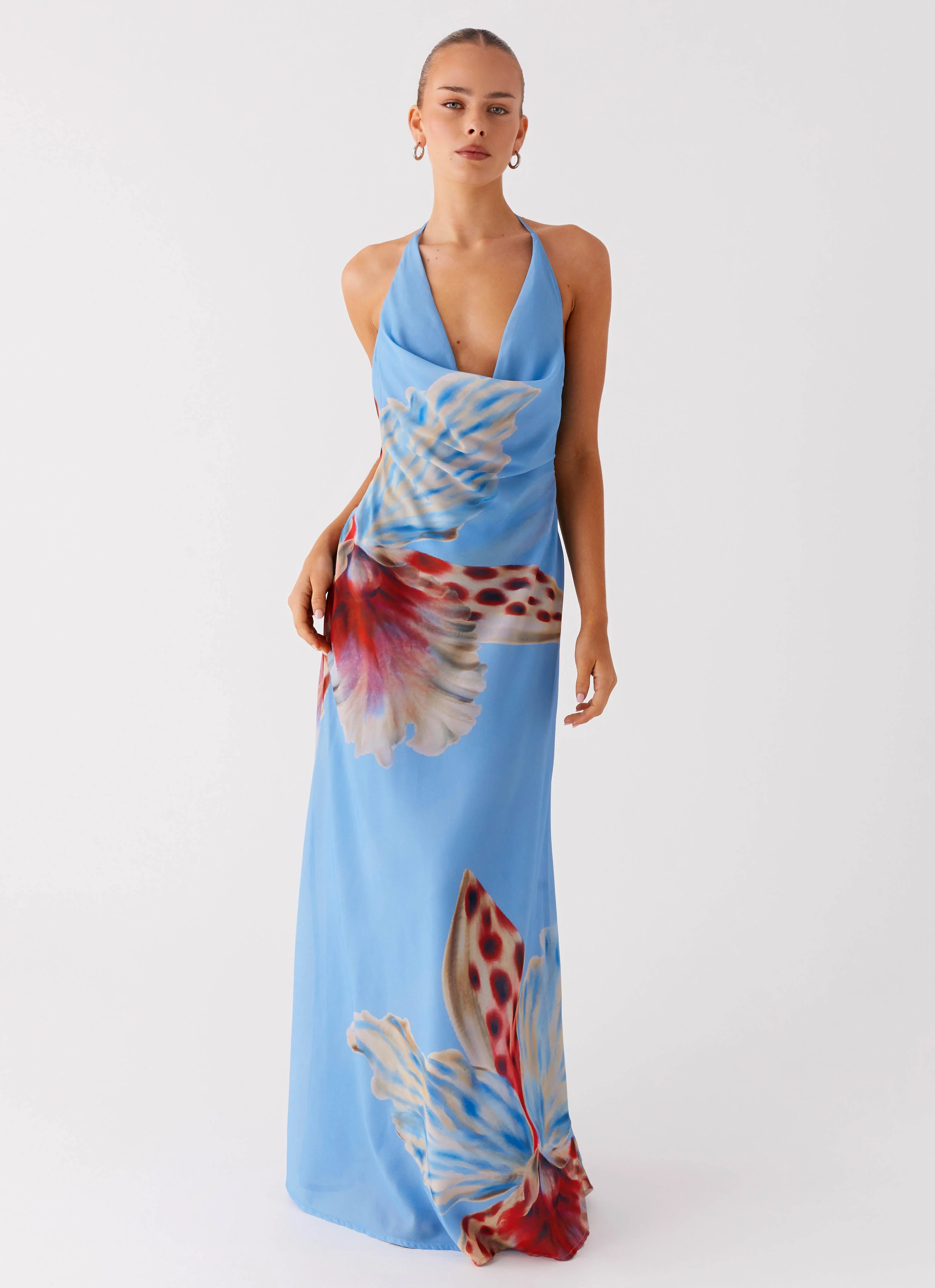 Stars Align Cowl Maxi Dress - Deep Sea Bloom - Image 6