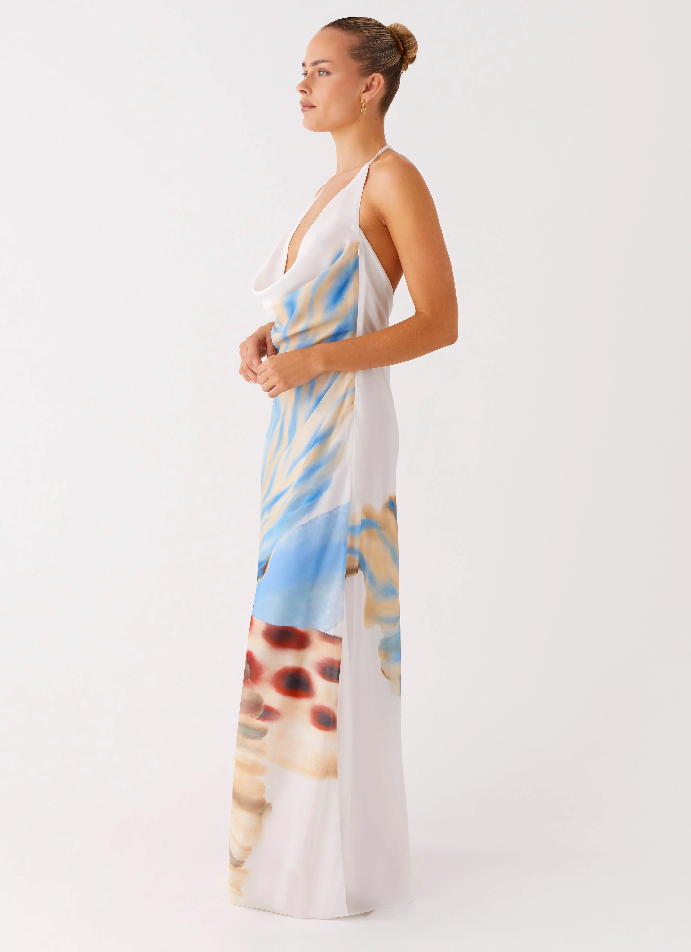 Stars Align Cowl Maxi Dress - White Sea Bloom - Image 2