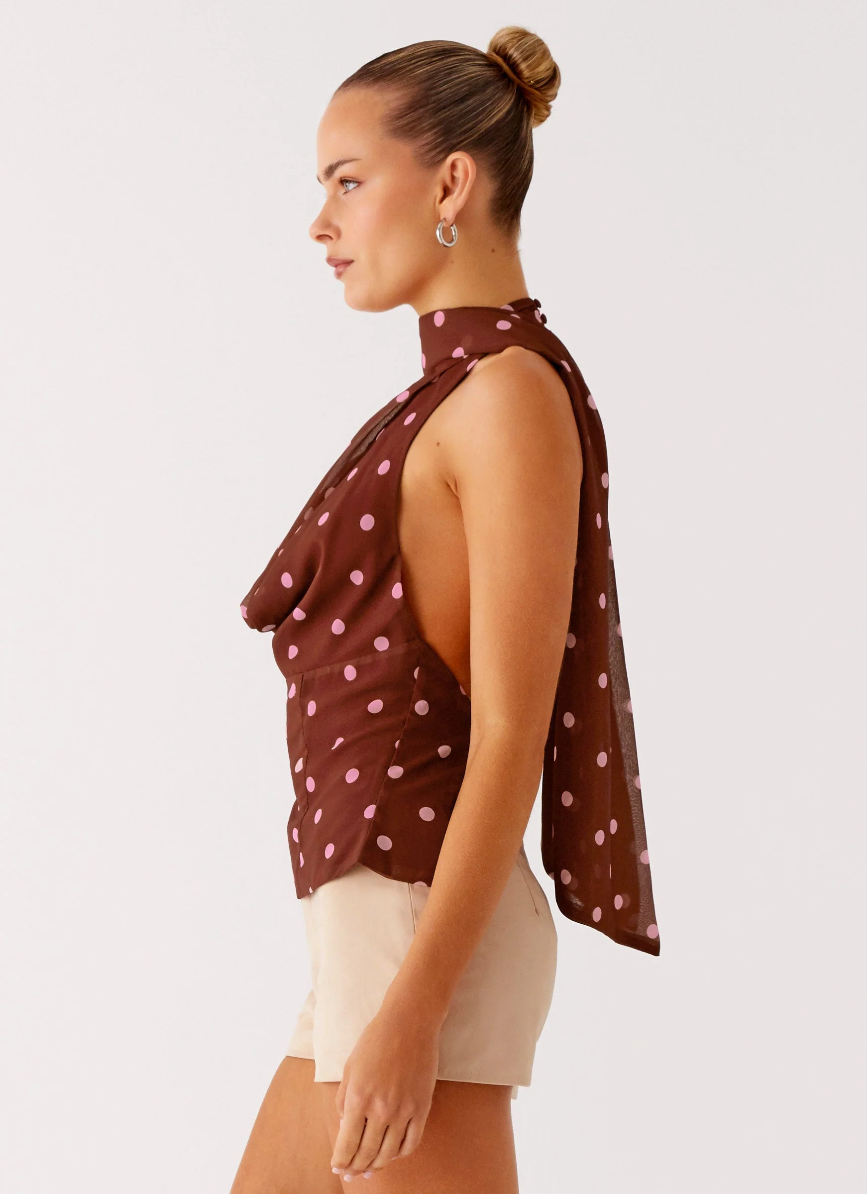 Stealing Love Scarf Top - Chocolate Strawberry Dot - Image 3