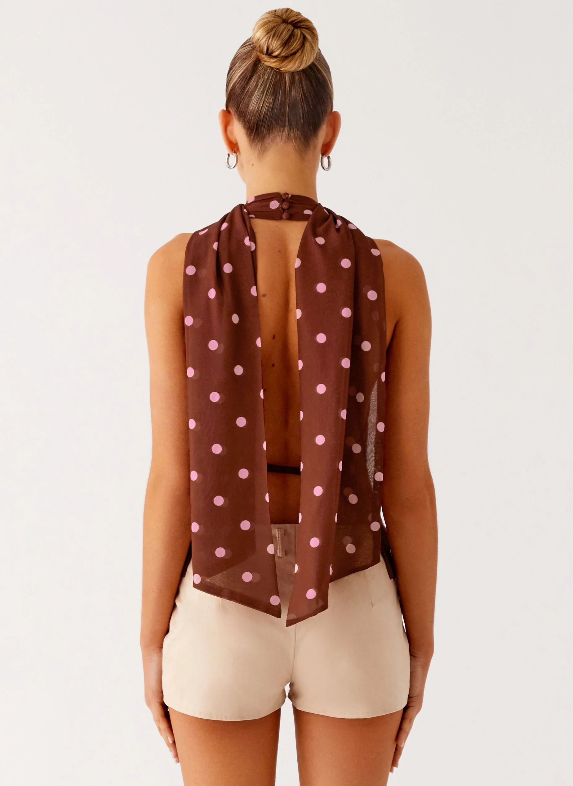 Stealing Love Scarf Top - Chocolate Strawberry Dot - Image 4