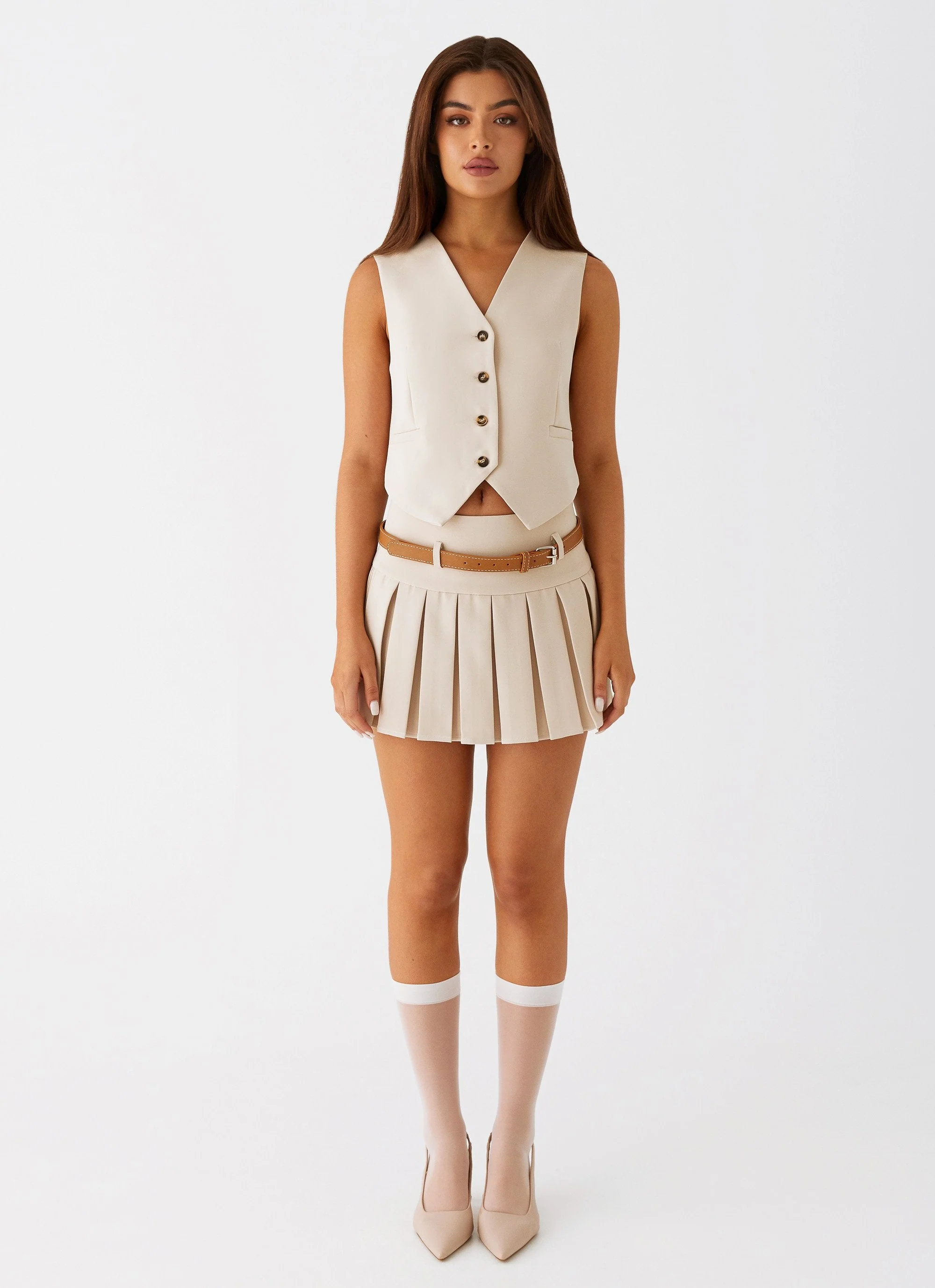Stealth Mode Mini Skirt - Beige - Image 3