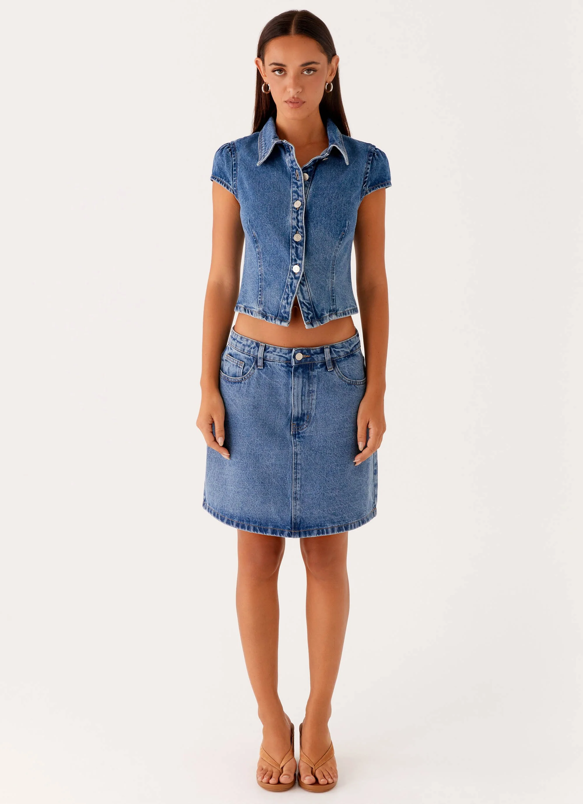 Stella Button Up Top - Blue - Image 2