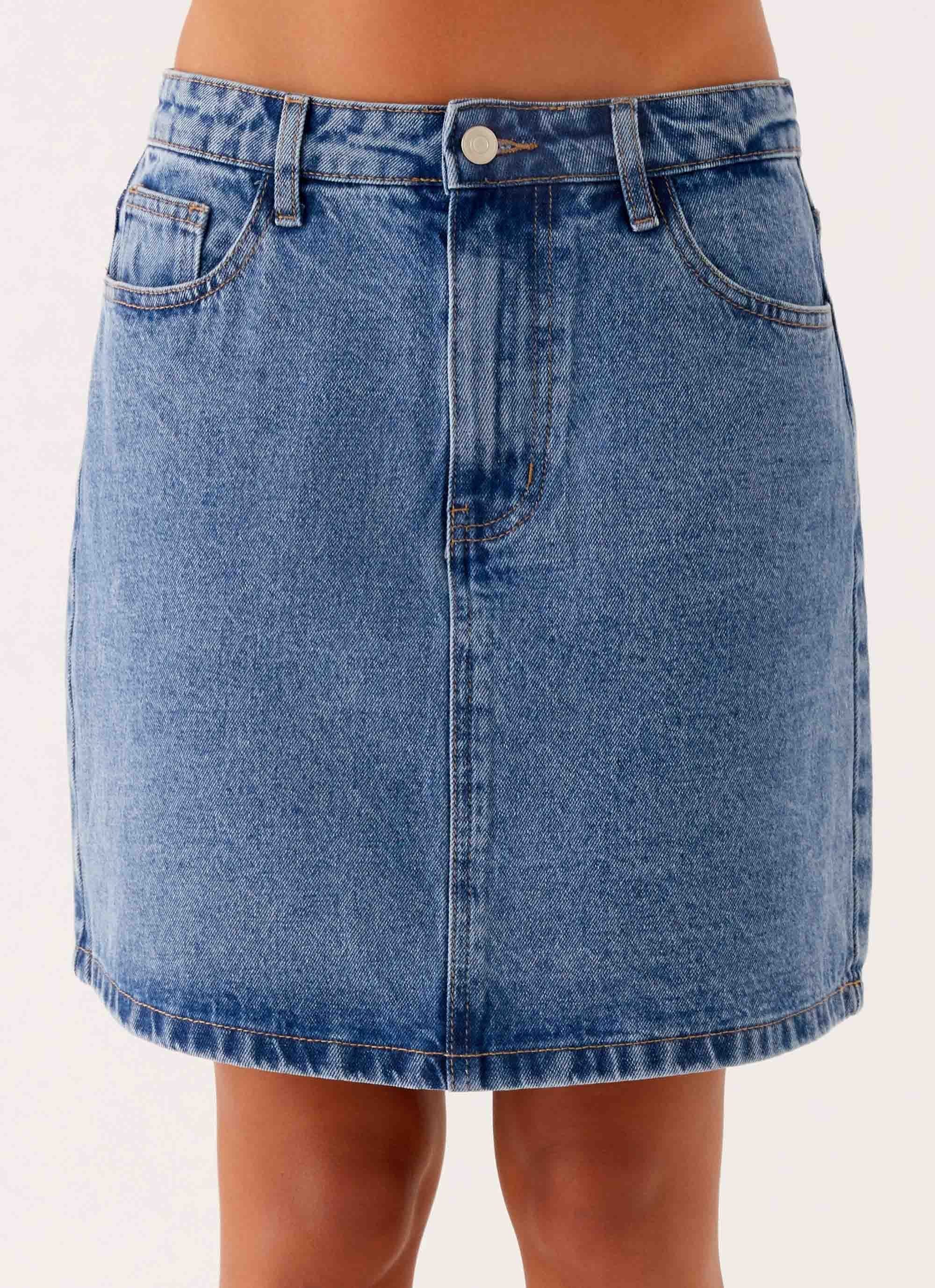 Stella Low Rise Mini Skirt - Blue - Image 4