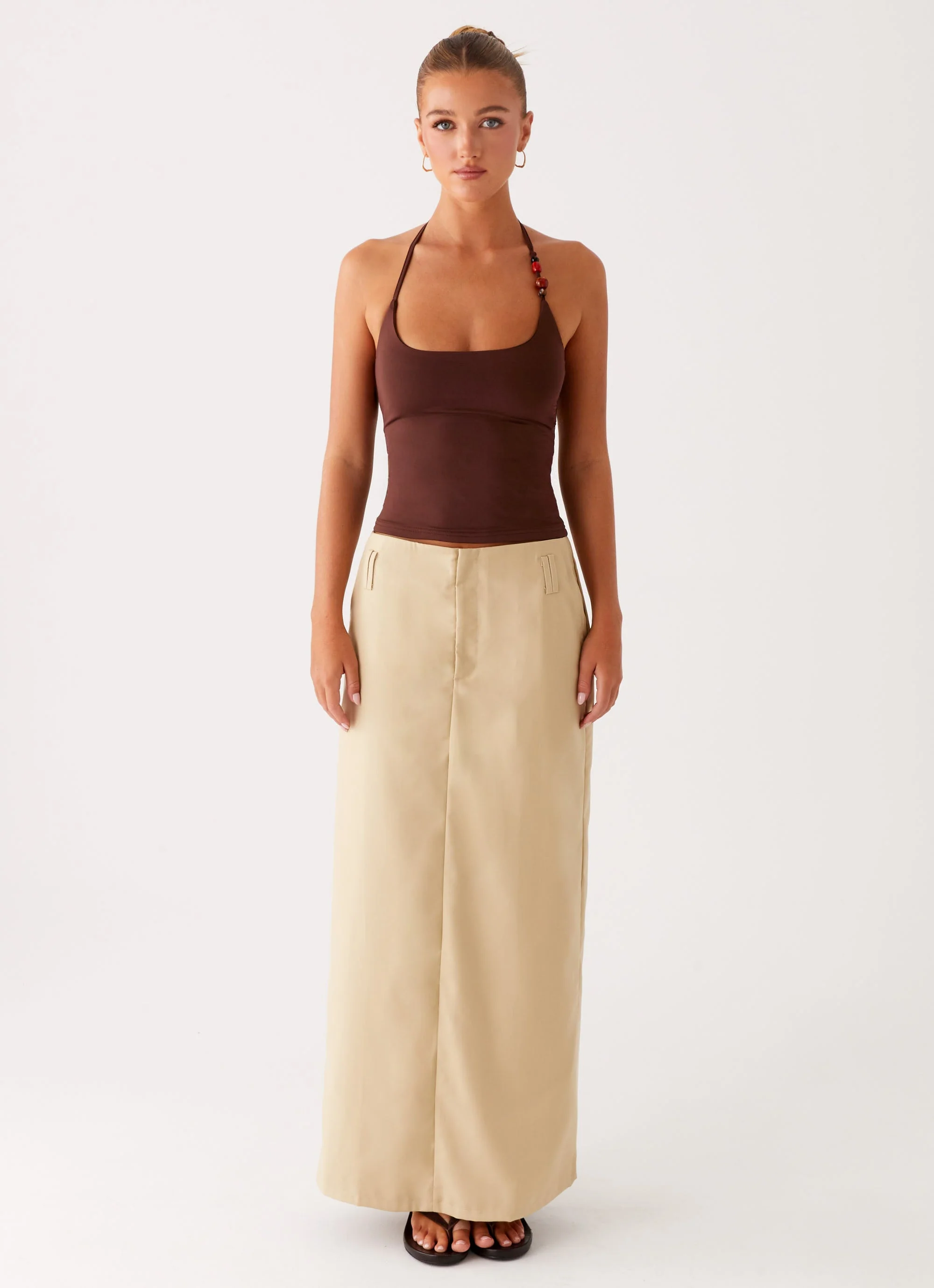 Stella Tailored Maxi Skirt - Beige - Image 2