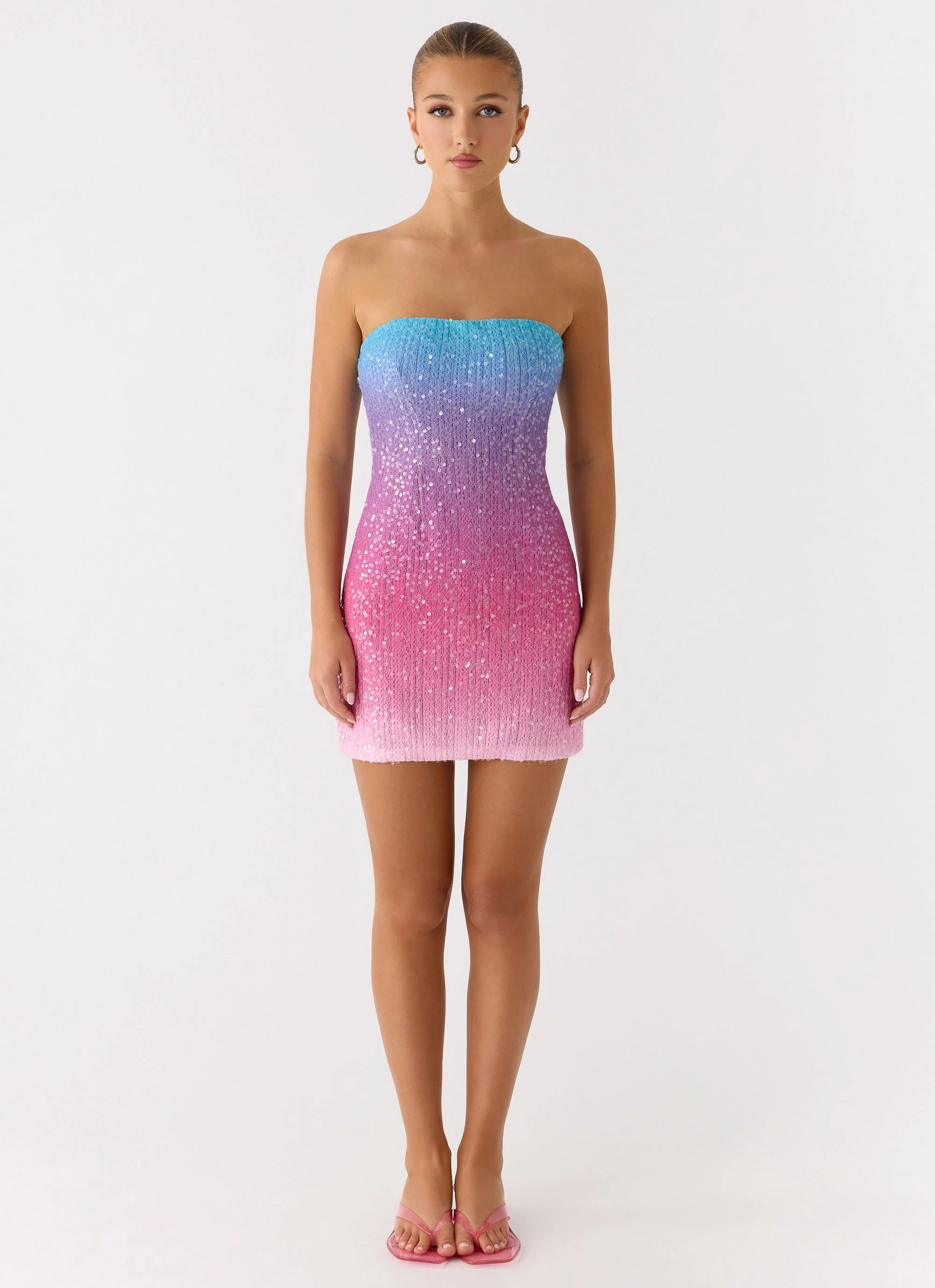 Step Closer Sequin Knit Mini Dress - Disco Ombre - Image 4