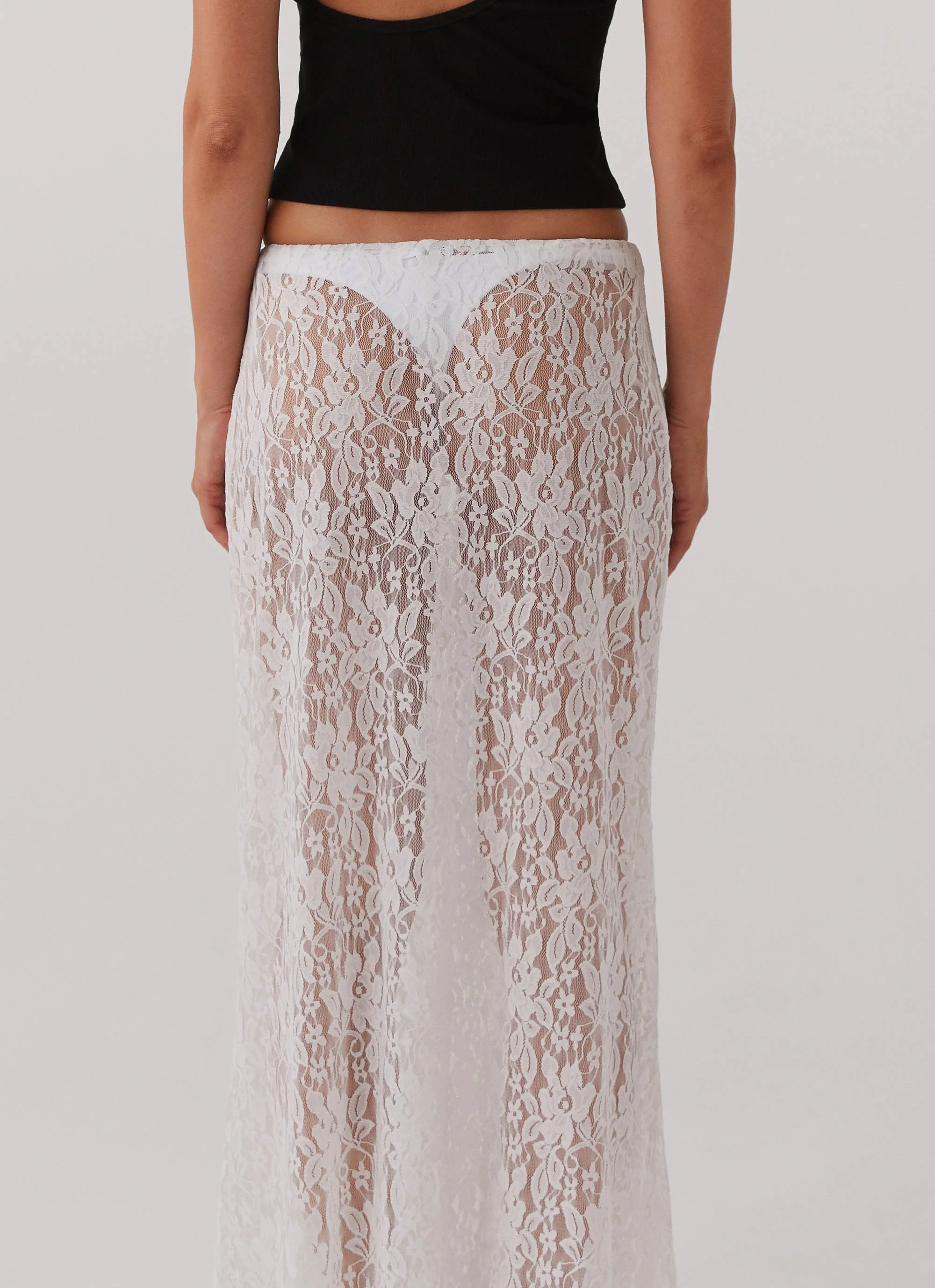 Sugar Sweet Lace Maxi Skirt - White - Image 3