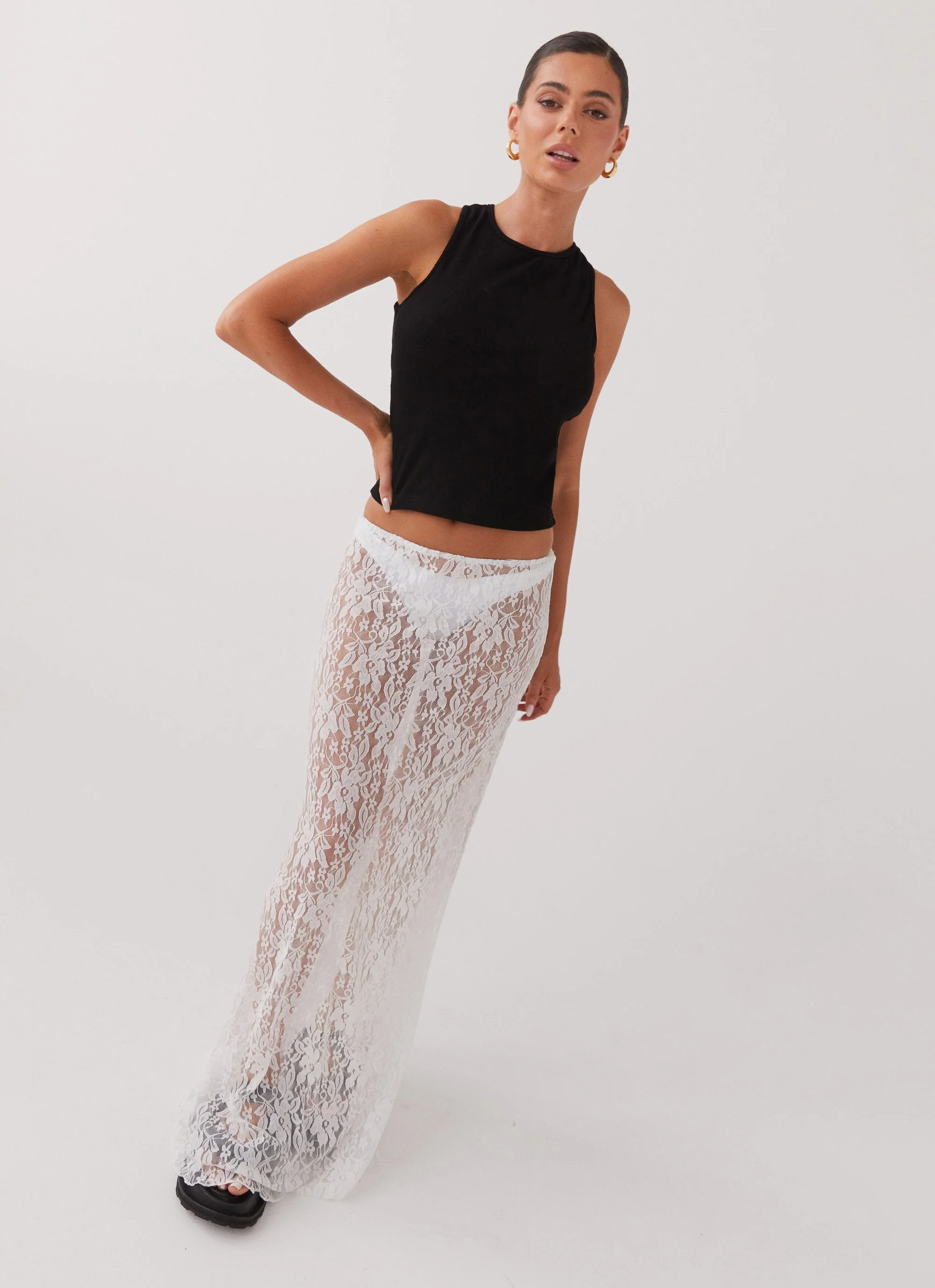 Sugar Sweet Lace Maxi Skirt - White - Image 6