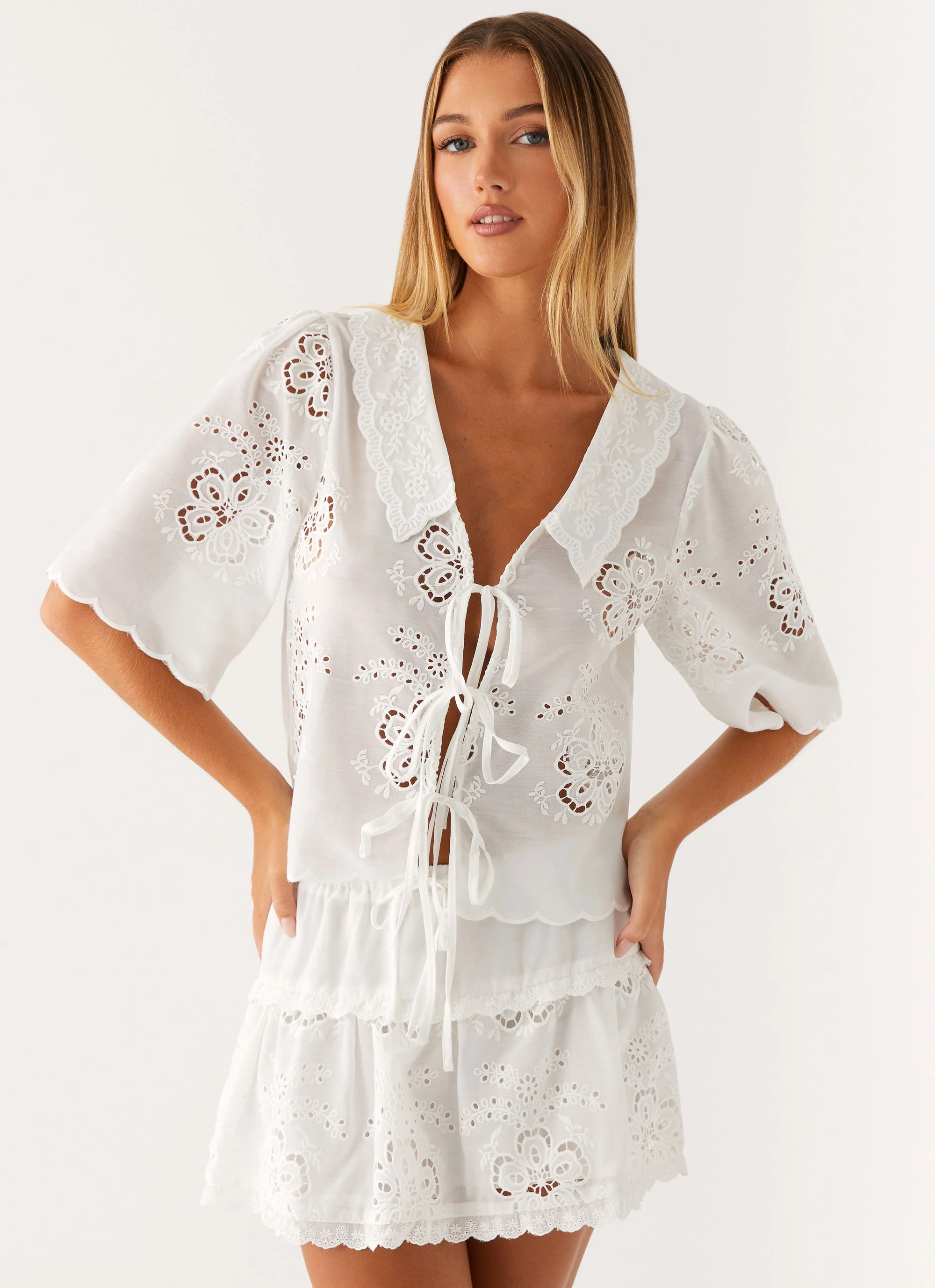 Summer Escape Embroidered Top - White - Image 3