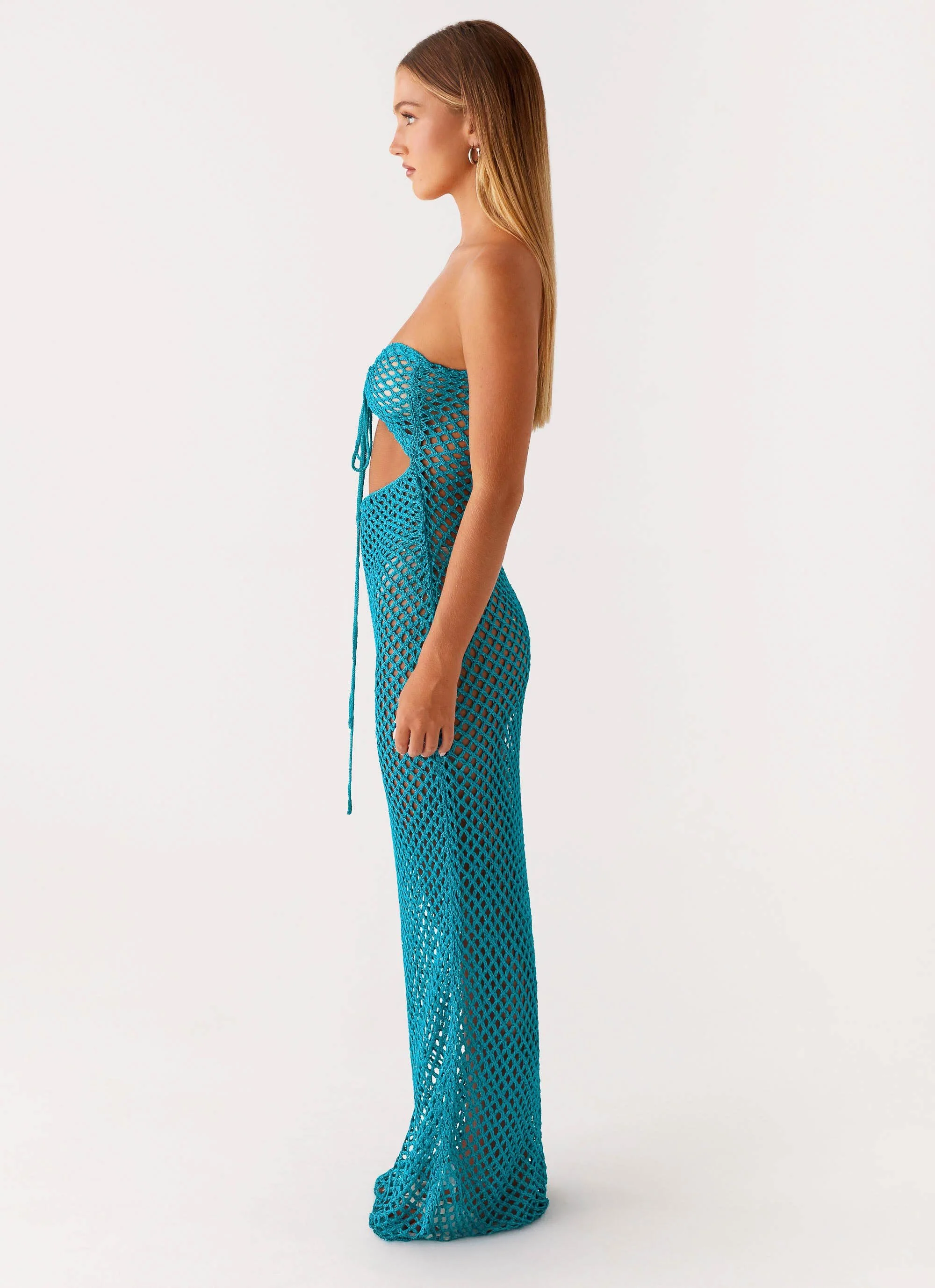 Sun Kissed Crochet Maxi Dress - Blue - Image 5