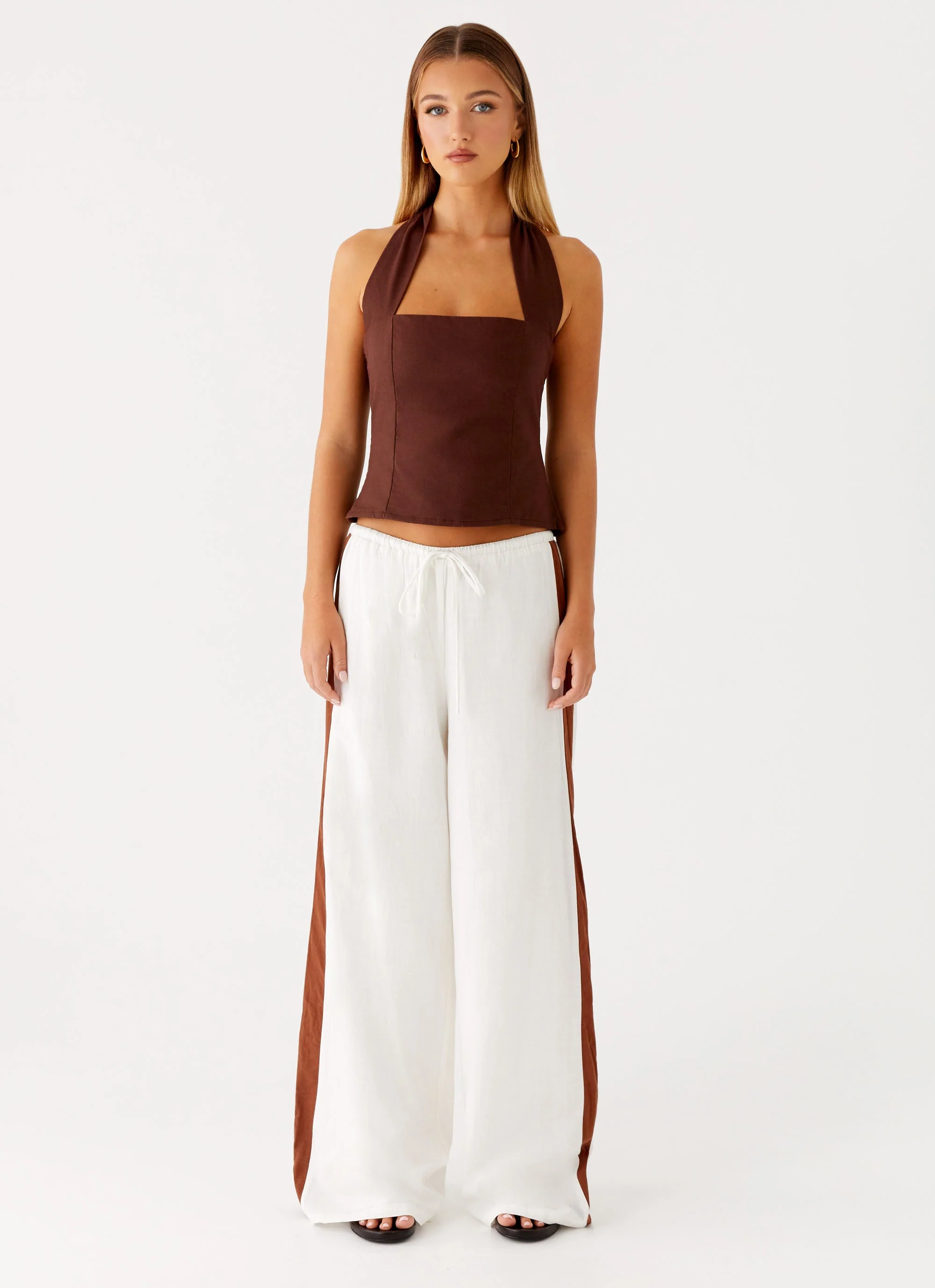Sunflare Linen Halter Top - Chocolate - Image 4