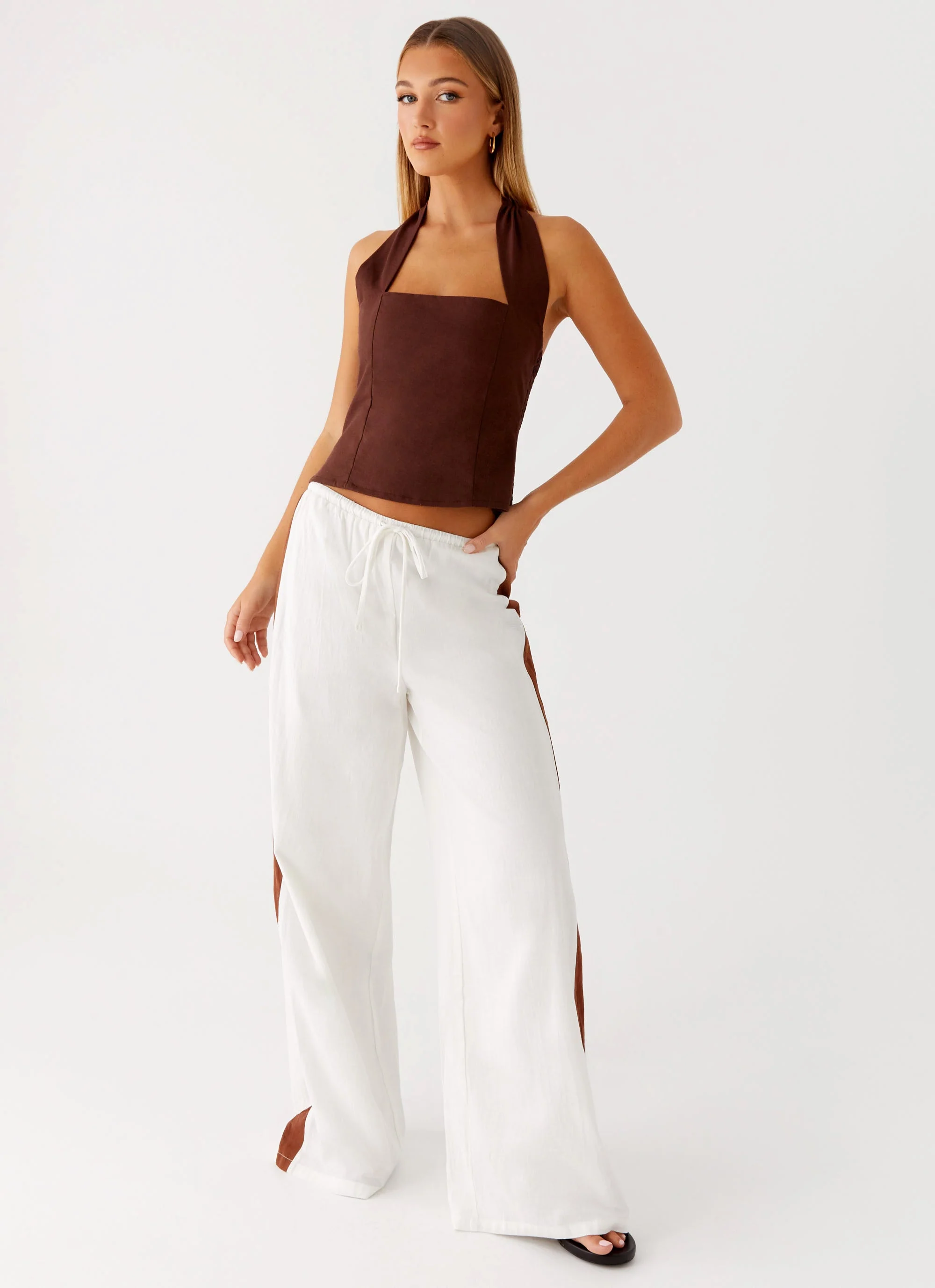 Sunflare Linen Halter Top - Chocolate - Image 6