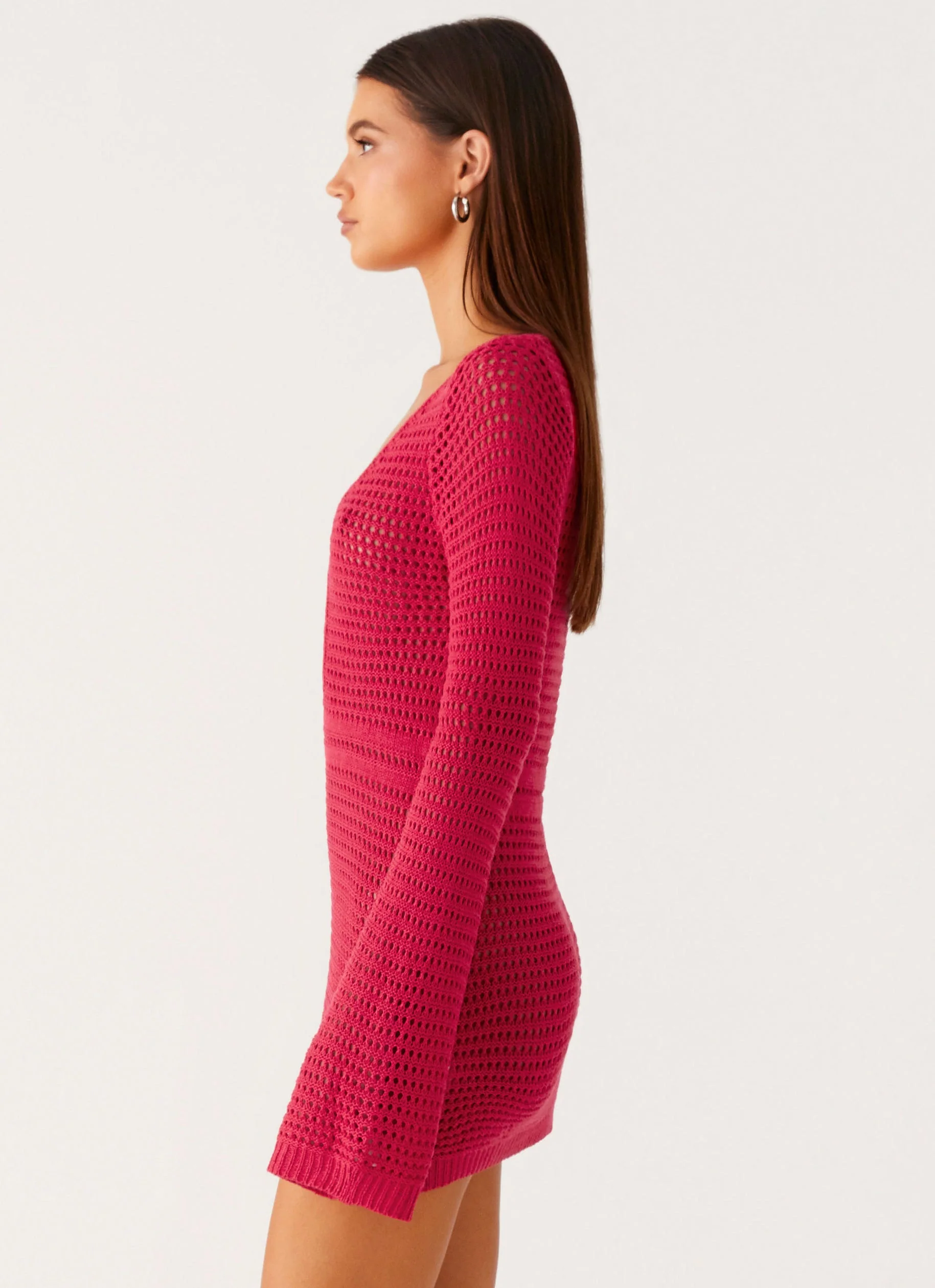Sunriser Crochet Mini Dress - Pink - Image 3