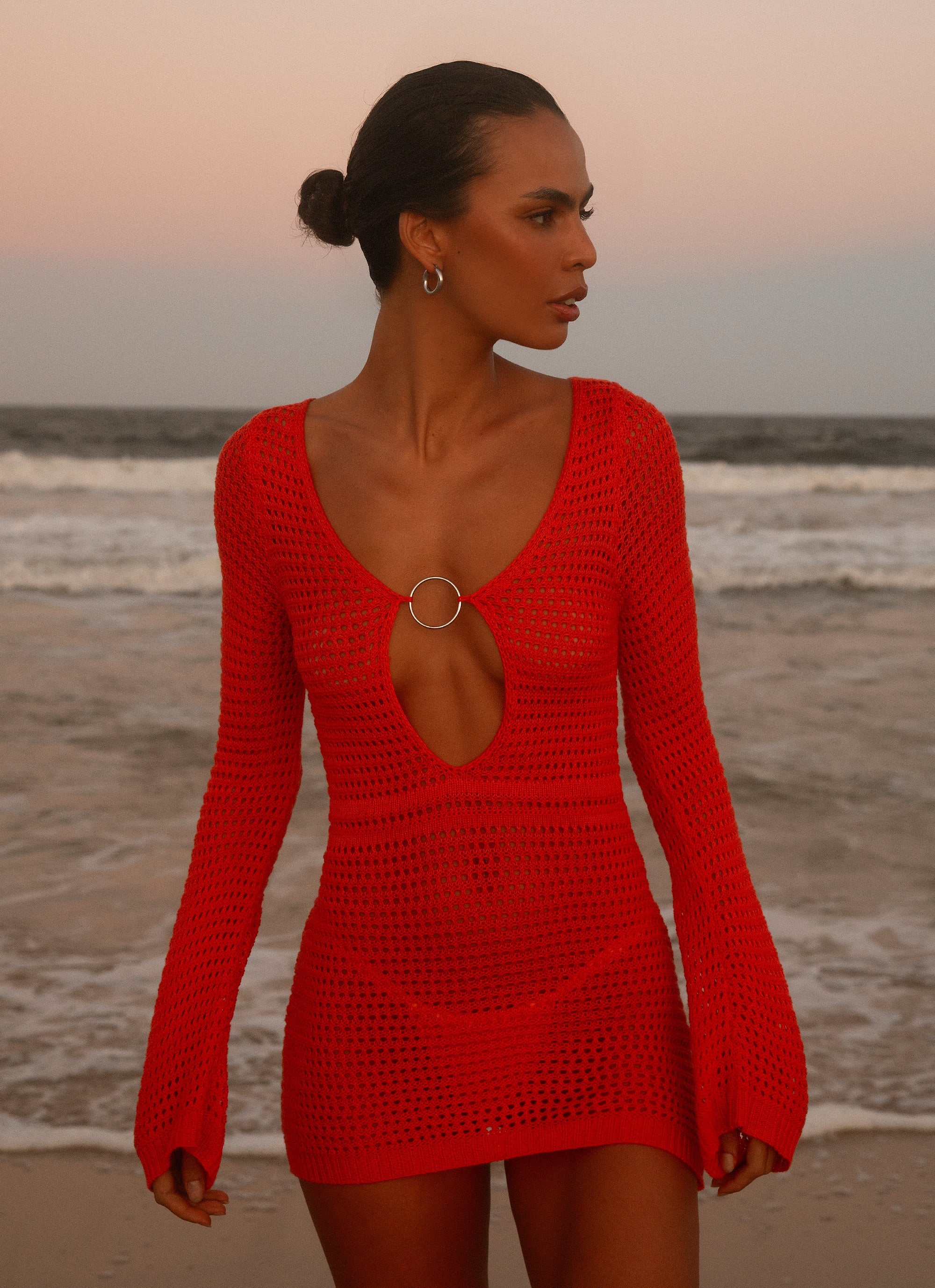 Sunriser Crochet Mini Dress - Red - Image 7