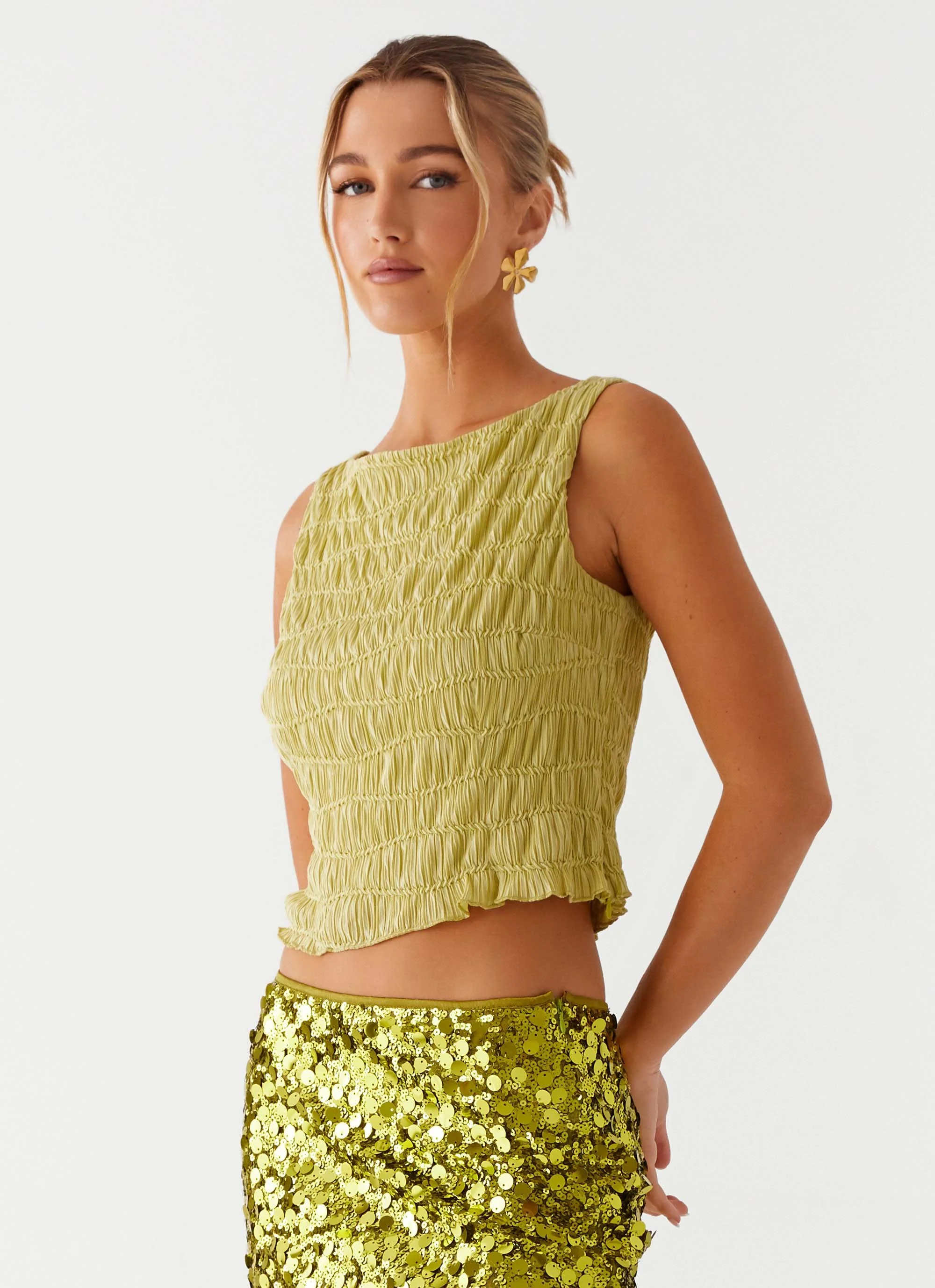 Supernova Boat Neck Top - Lime - Image 5