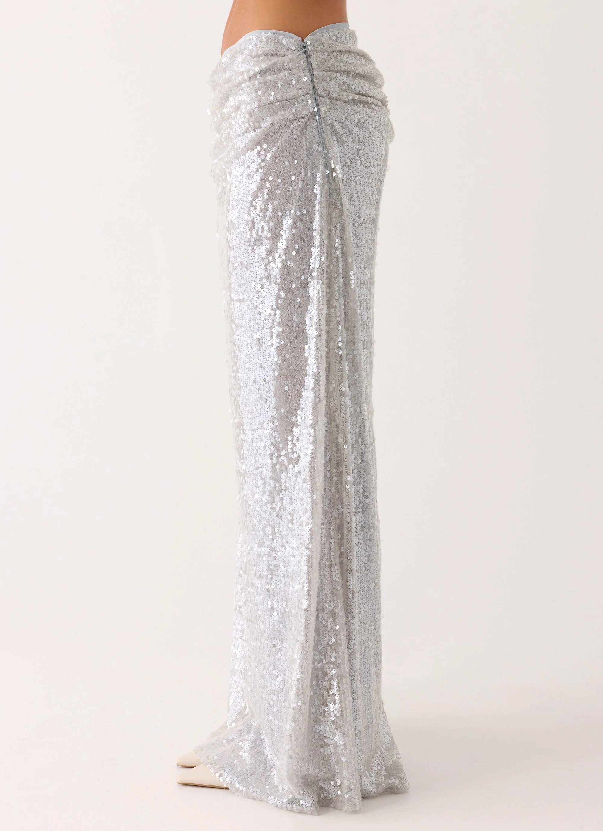 Susie Sequin Maxi Skirt - Silver - Image 7
