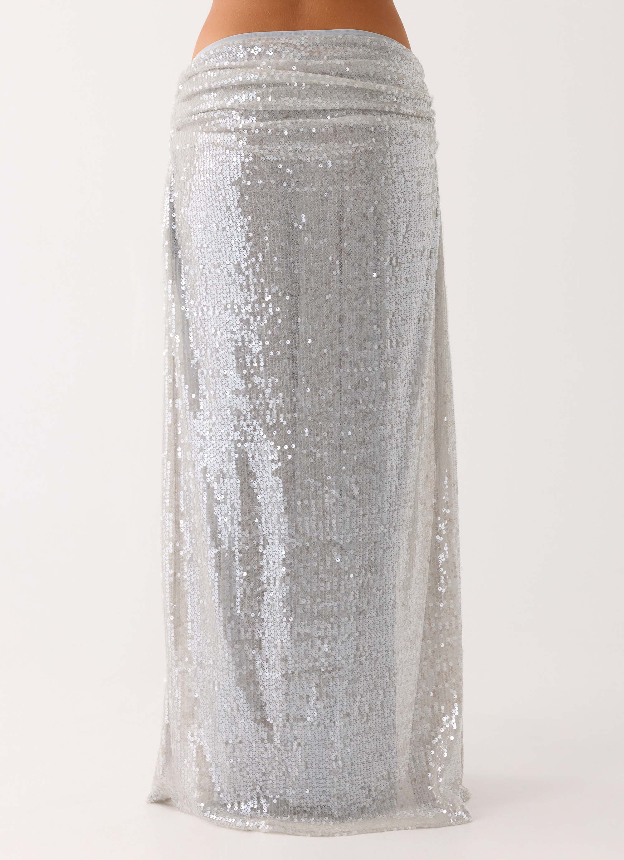Susie Sequin Maxi Skirt - Silver - Image 8