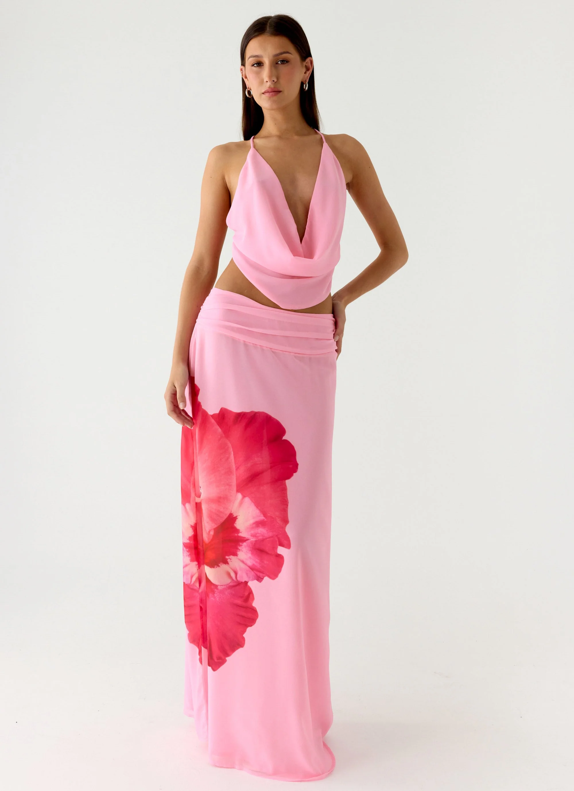 Sweet Charm Cowl Neck Top - Baby Pink - Image 6