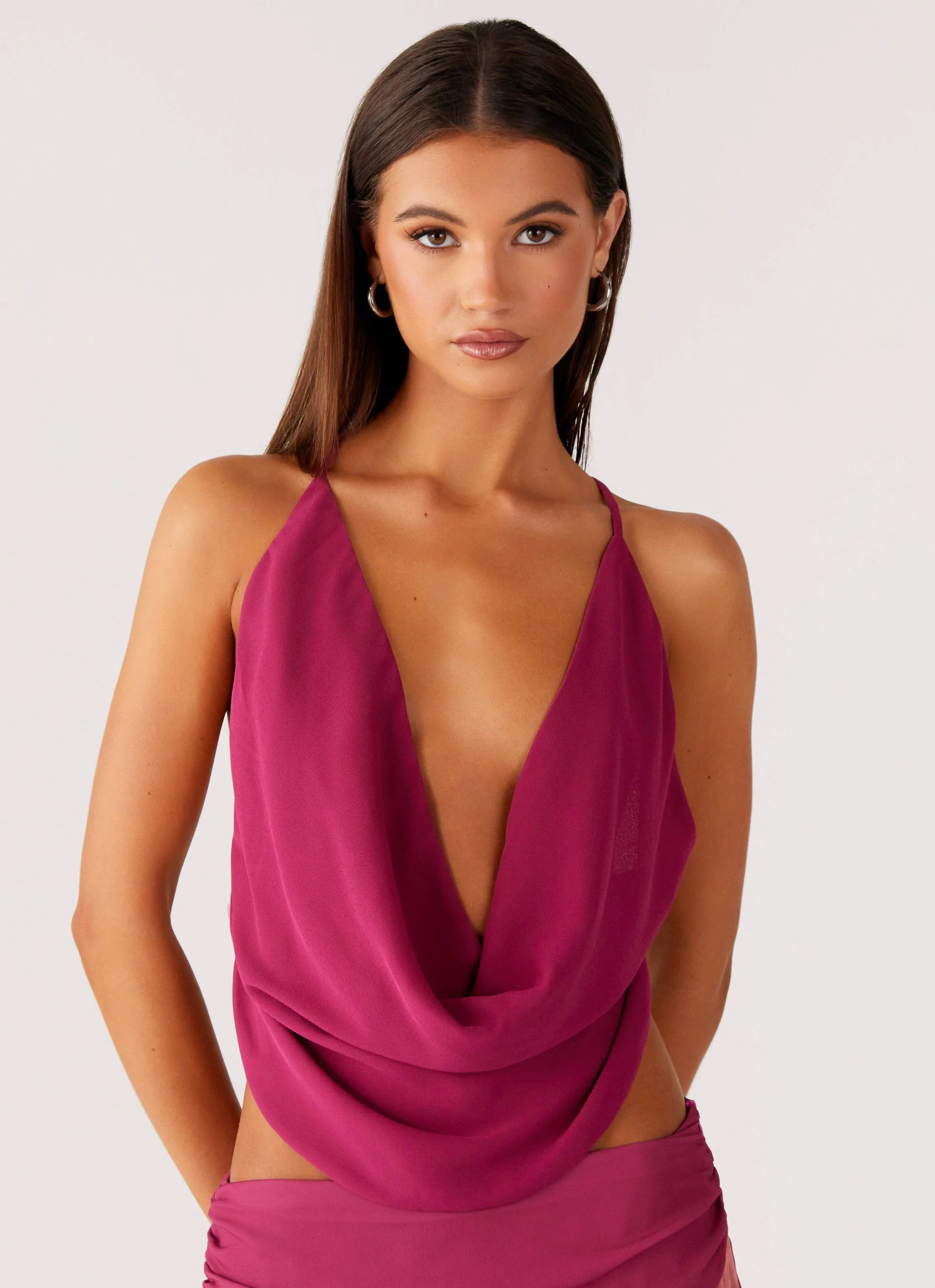 Sweet Charm Cowl Neck Top - Violette - Image 5
