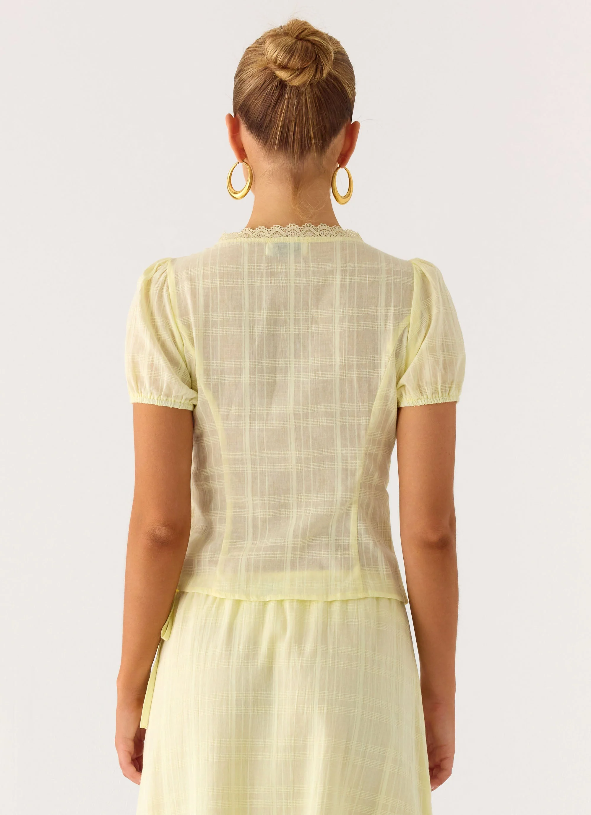 Sweet Lullaby Button Up Shirt - Lemon Yellow - Image 3