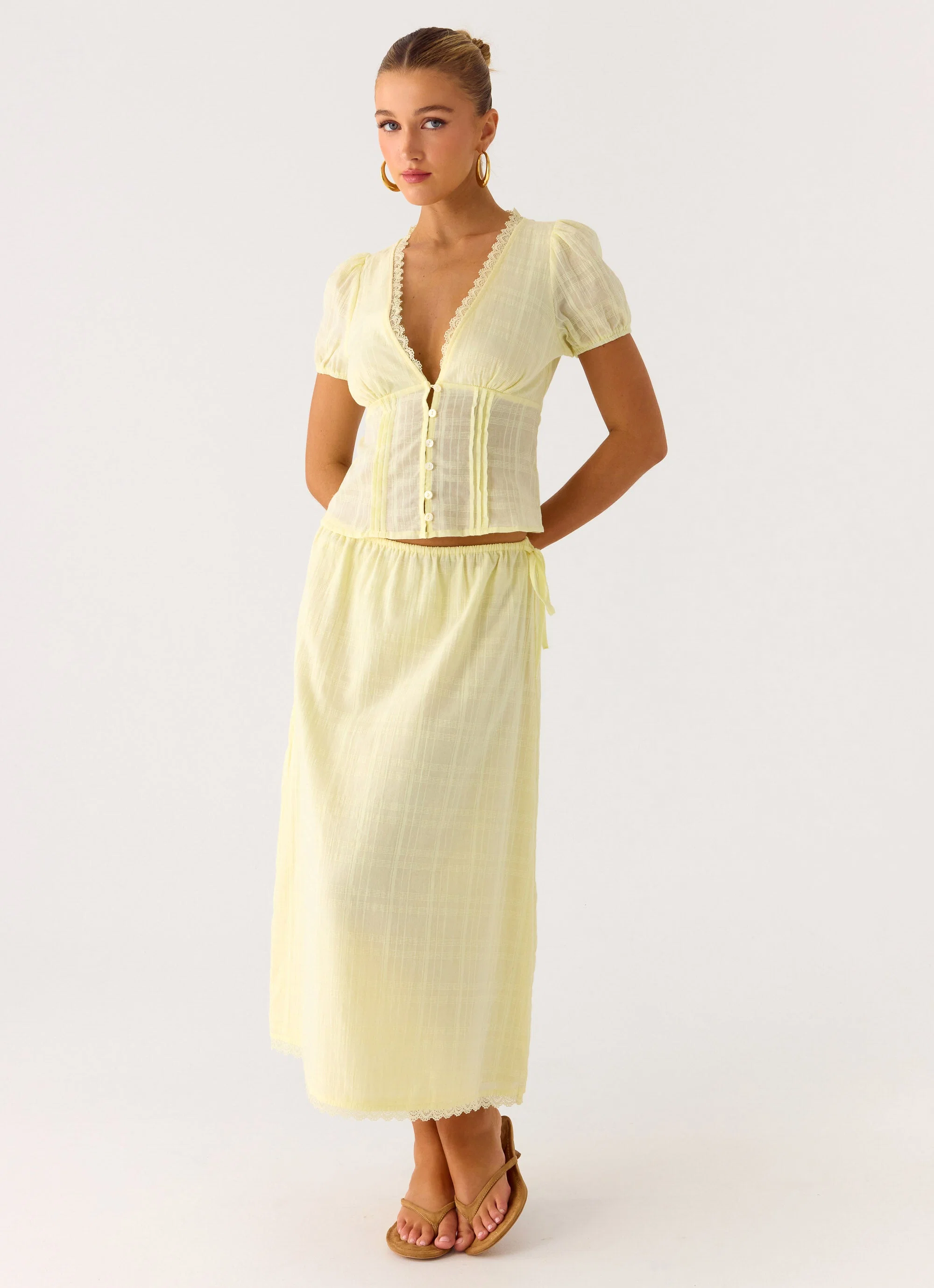 Sweet Lullaby Button Up Shirt - Lemon Yellow - Image 4